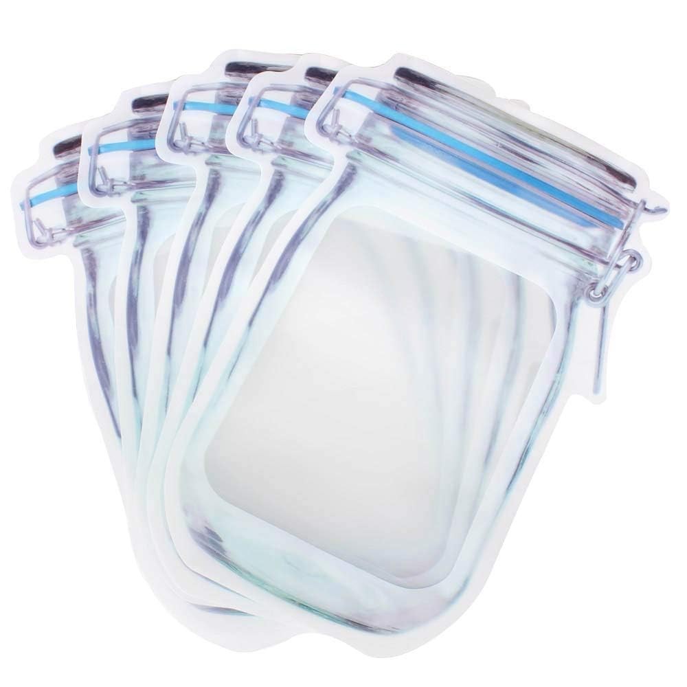 60Pcs 3 Color Mixed Food Saver Storage Bags Mason Jar Pattern Reusable Portab…