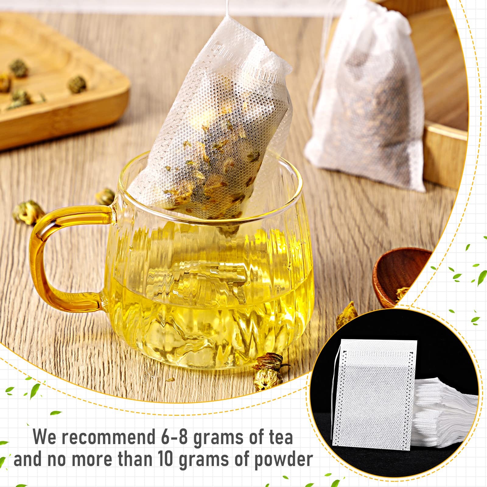 1000 Pcs Disposable Tea Bags Bulk for Loose Leaf 2.75 X 3.54 Inch, White
