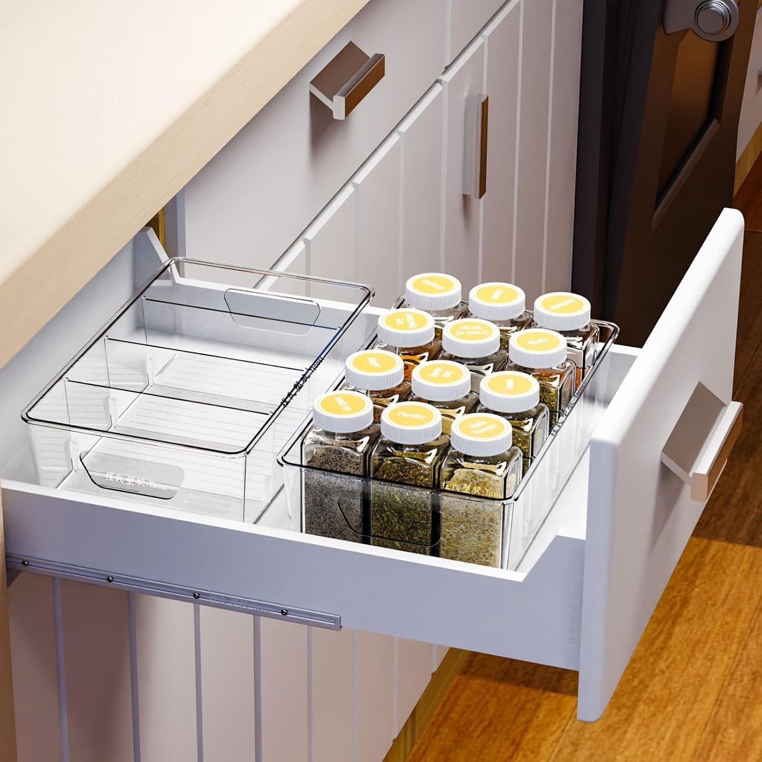 Stackable 6 Pack Snack Organizer Pantry Shelf,Clear Pantry Organizers & Storage