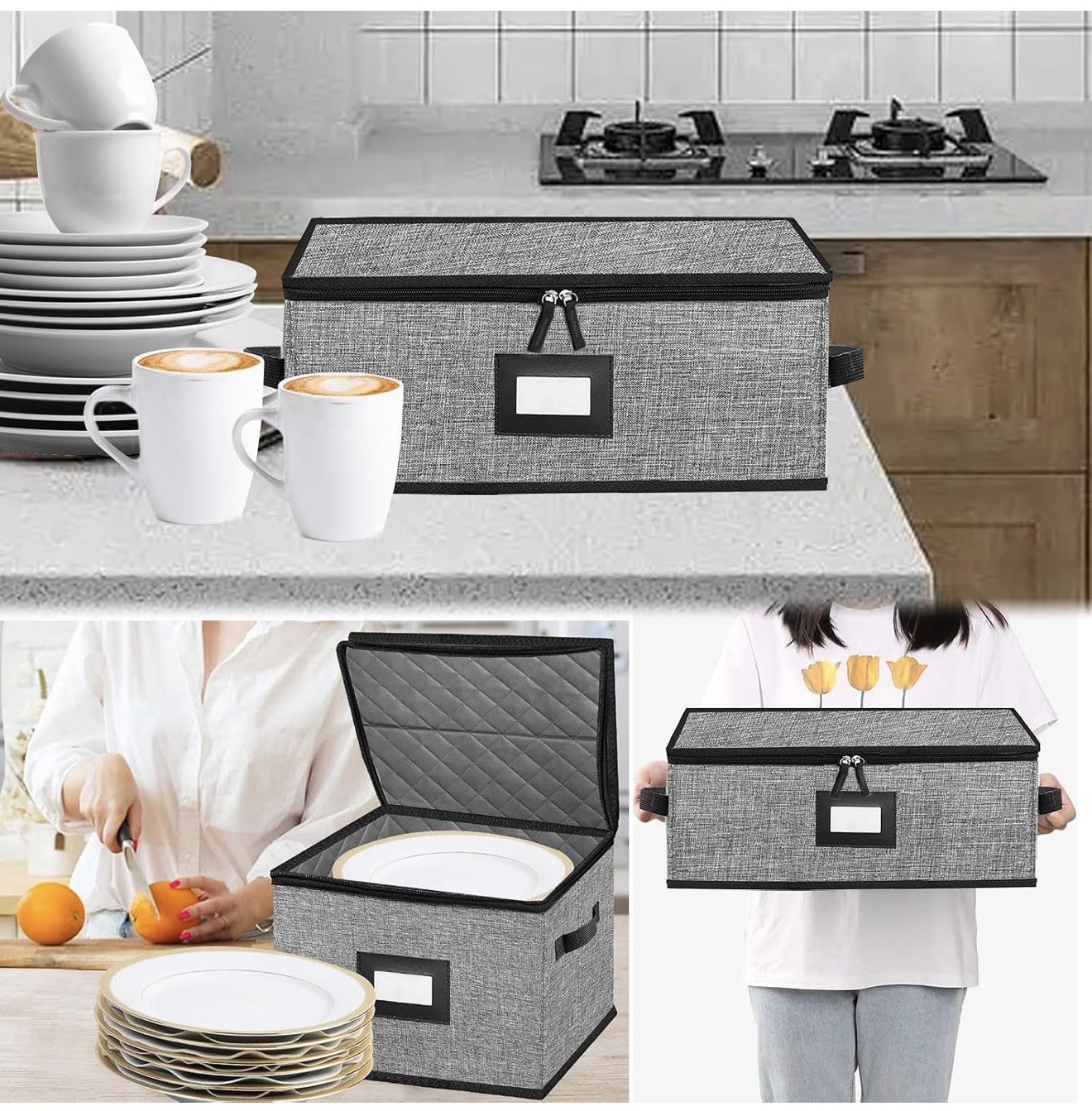 5 PACK China Storage Containers-Quilted Mug Storage and Moving Boxes for Dishes