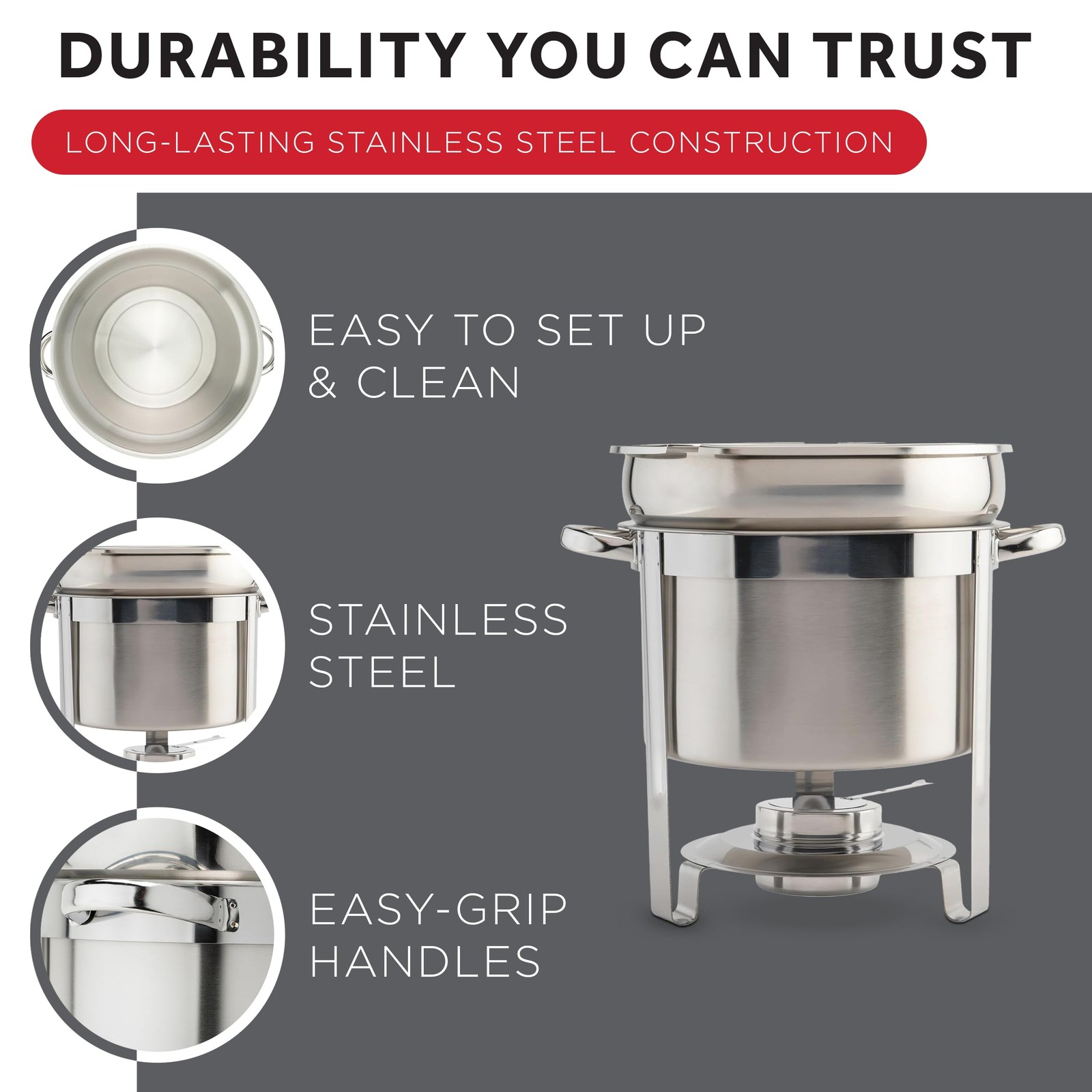 Winco 211 Stainless Steel Marmite Soup Chafer 11qt Round W/ Cover & Fram