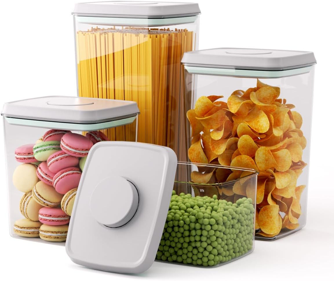 Pop Top Airtight Food Storage Containers, 4-Piece Pantry Starter Set with 4 Size