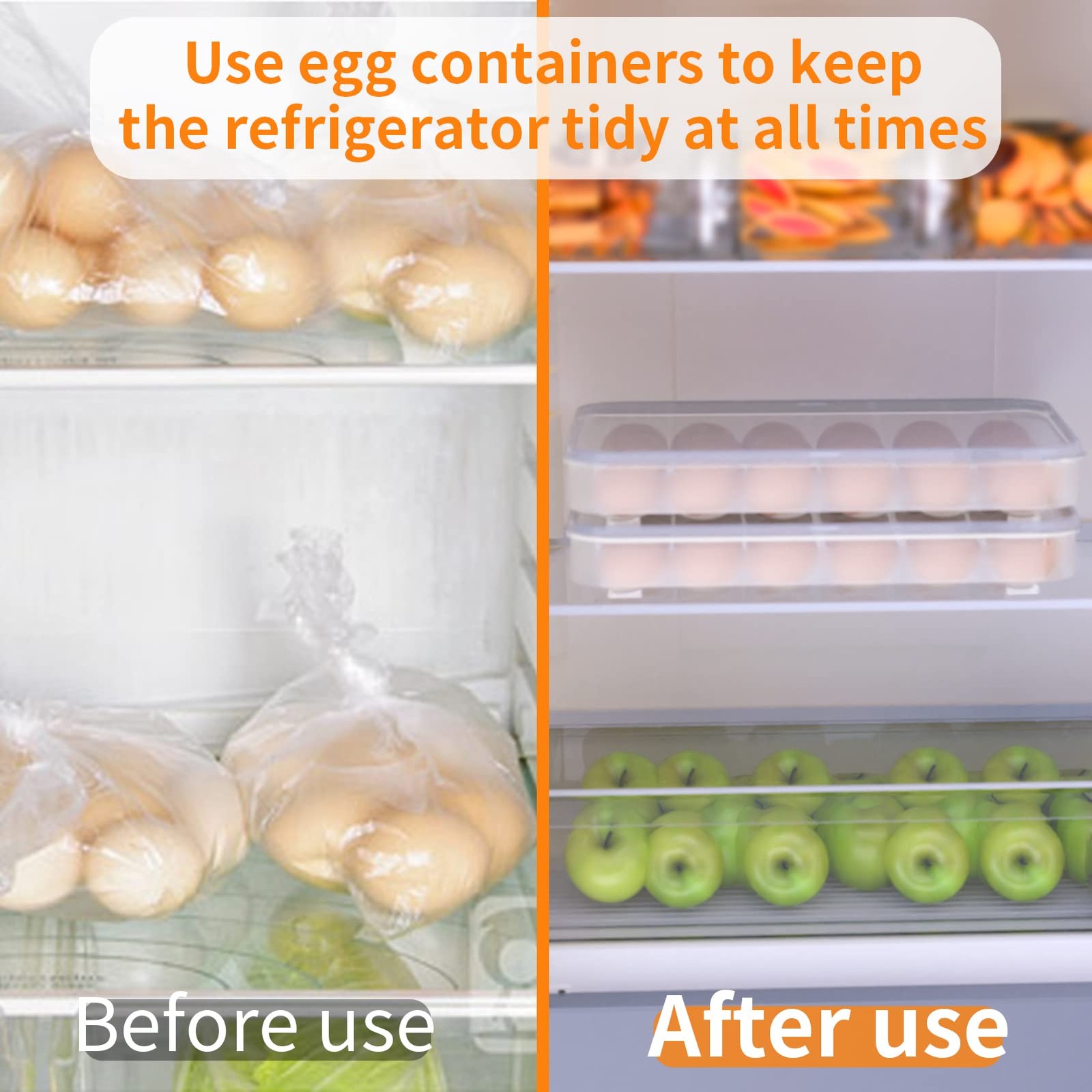 Deviled Egg Containers with Lid, (Set of 2), Plastic Egg Holder for Refrigera…