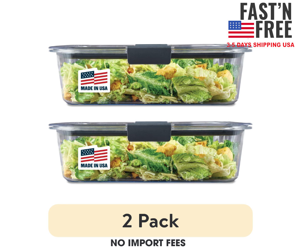 (2 pack) Rubbermaid Brilliance 9.6 Cup Large Stain-Proof Food Storage Container