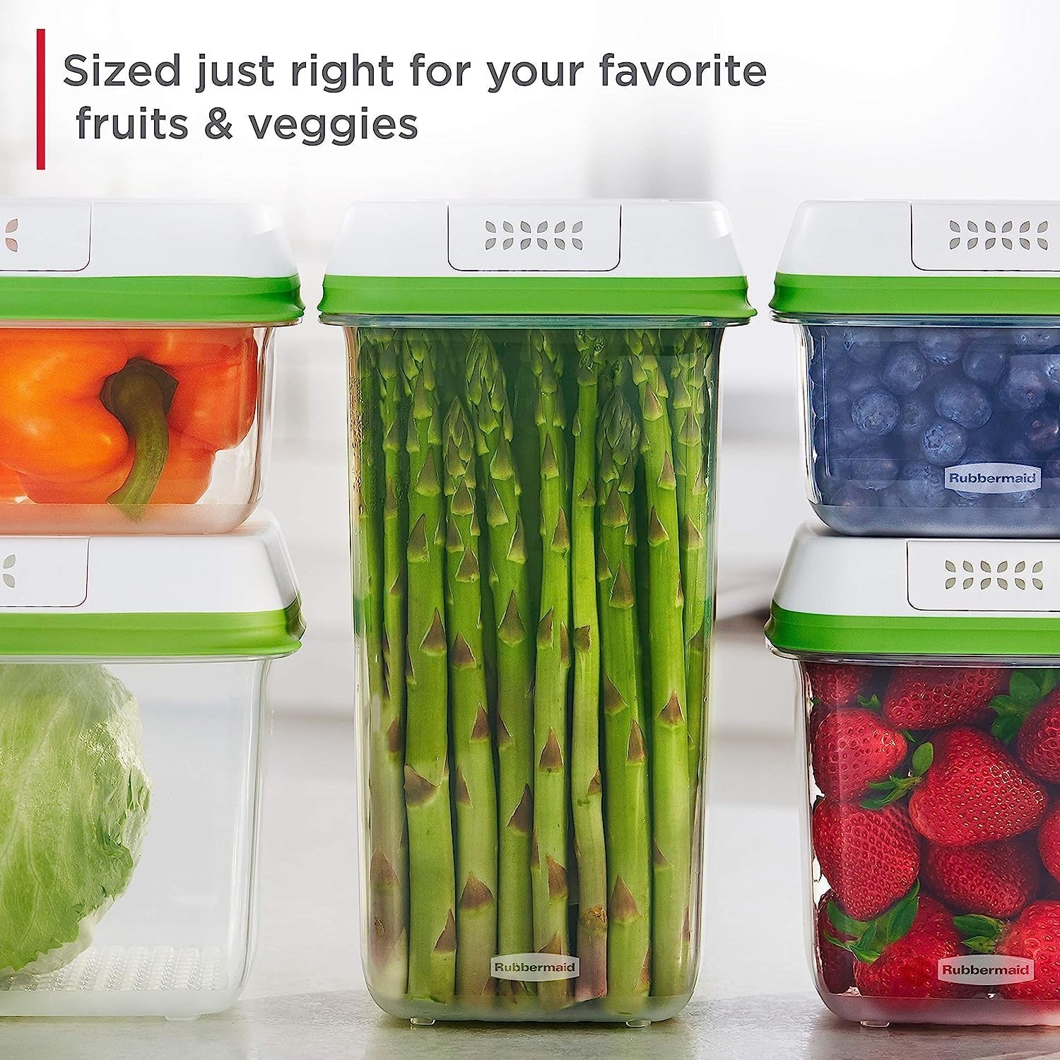 FreshWorks Produce Saver Medium & Large Storage Containers W/ Lids 8-Piece Set