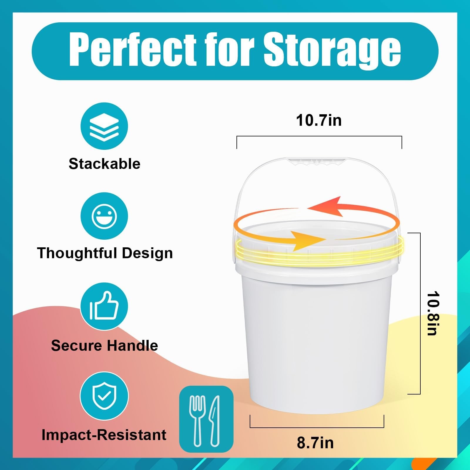 3PCS 2.5 Gal White Buckets Set, Durable Plastic Storage Containers with White…