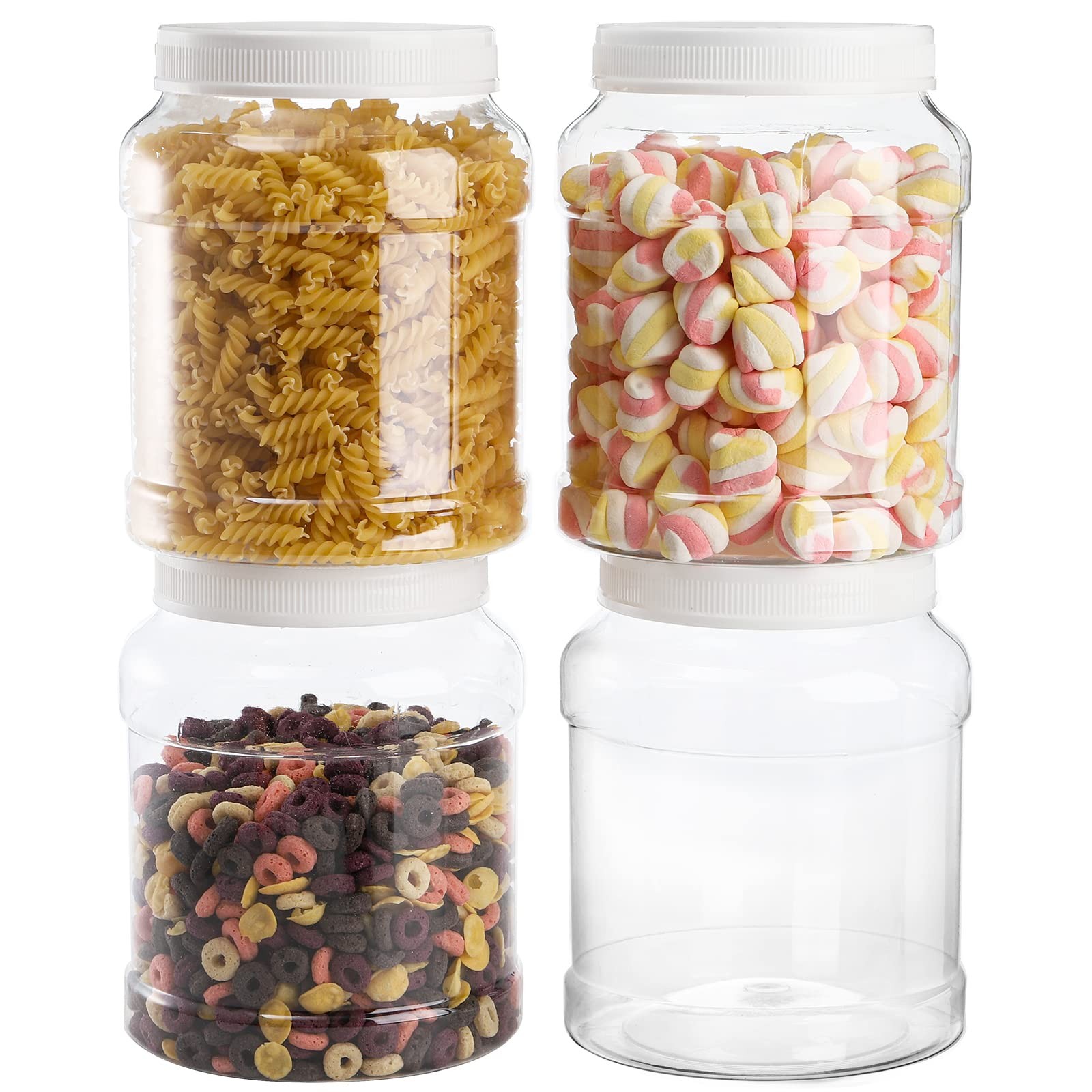 4 Pack 80 Fl Oz 5/8 Gallon Clear Plastic Jars With Lids Large Empty Storage Gall