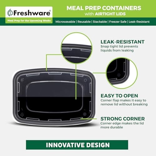 150 Pack Meal Prep Containers – 1 Compartment, BPA Free, Stackable, Microwave/Di