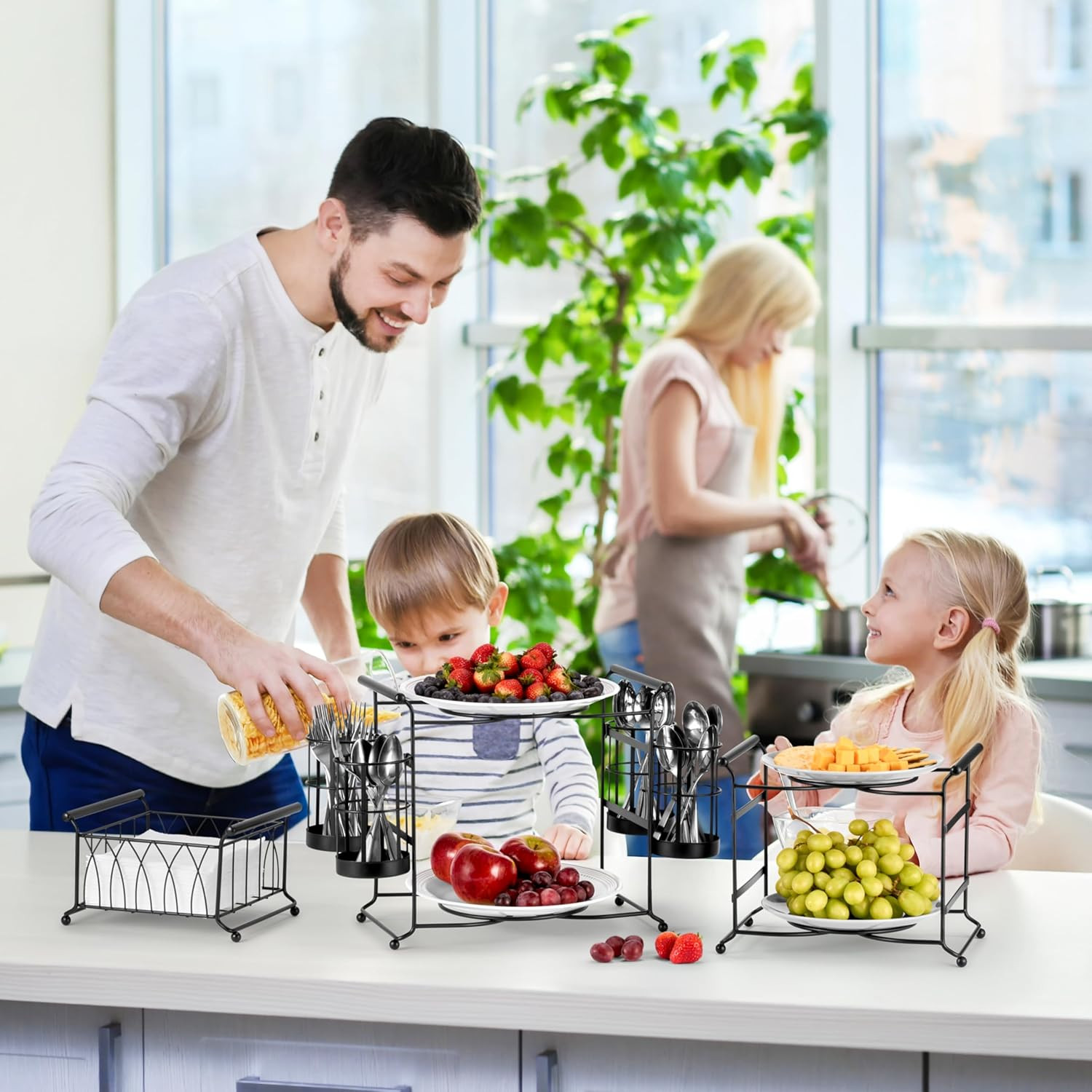 ® Buffet Caddy — 7-Piece Stackable Set Includes Plate, Napkin, and Silverware Ho