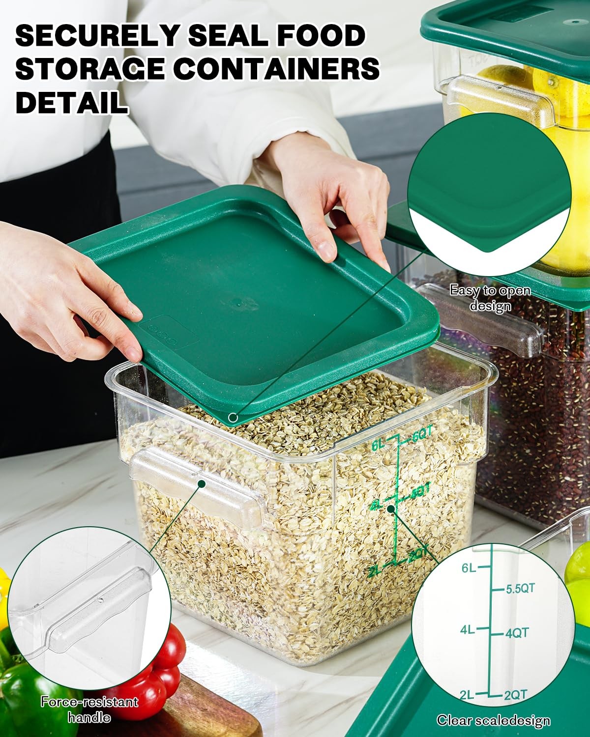 4QT NSF Food Storage Containers: 8 PCS [Food Grade][Hot&Cold Resistant] Comme…