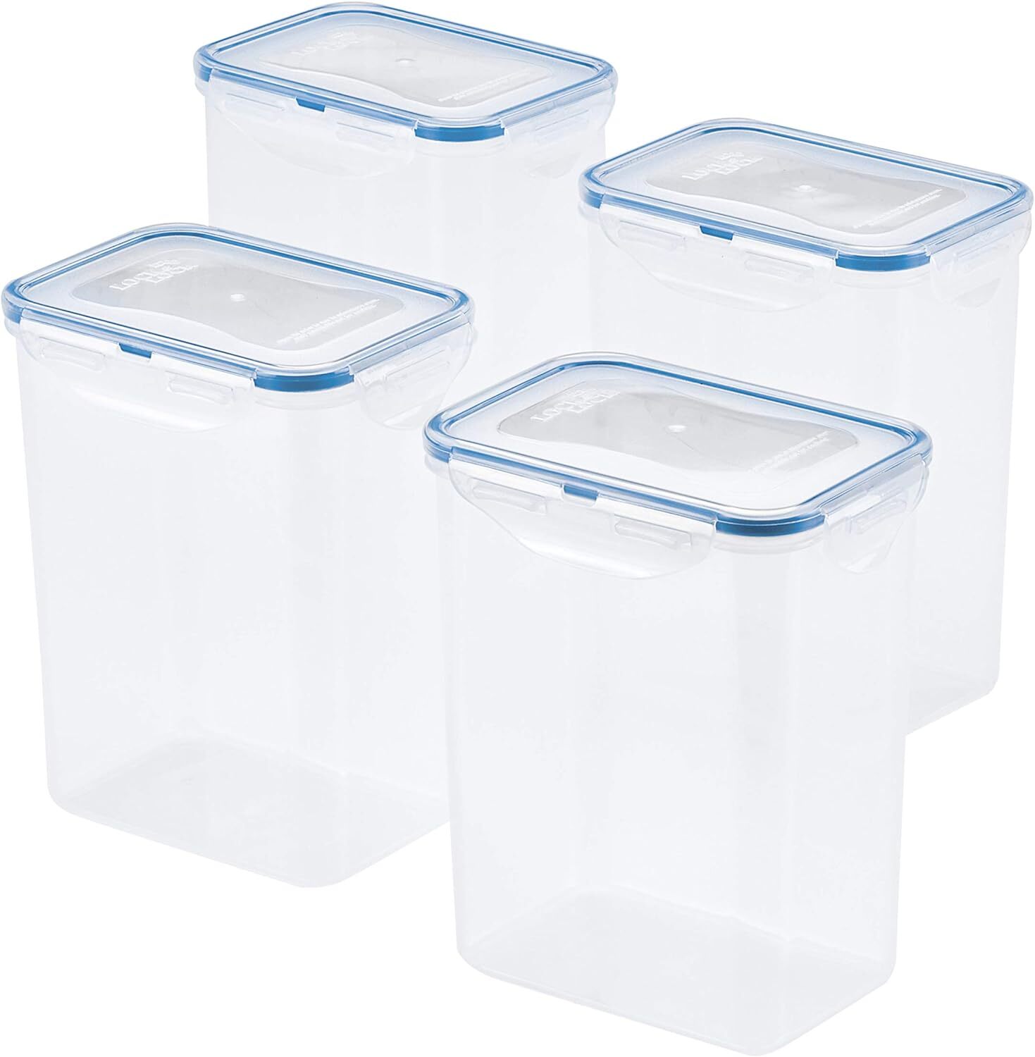 LocknLock Easy Essentials Airtight Rectangular Tall Food 4 Piece Set, Clear