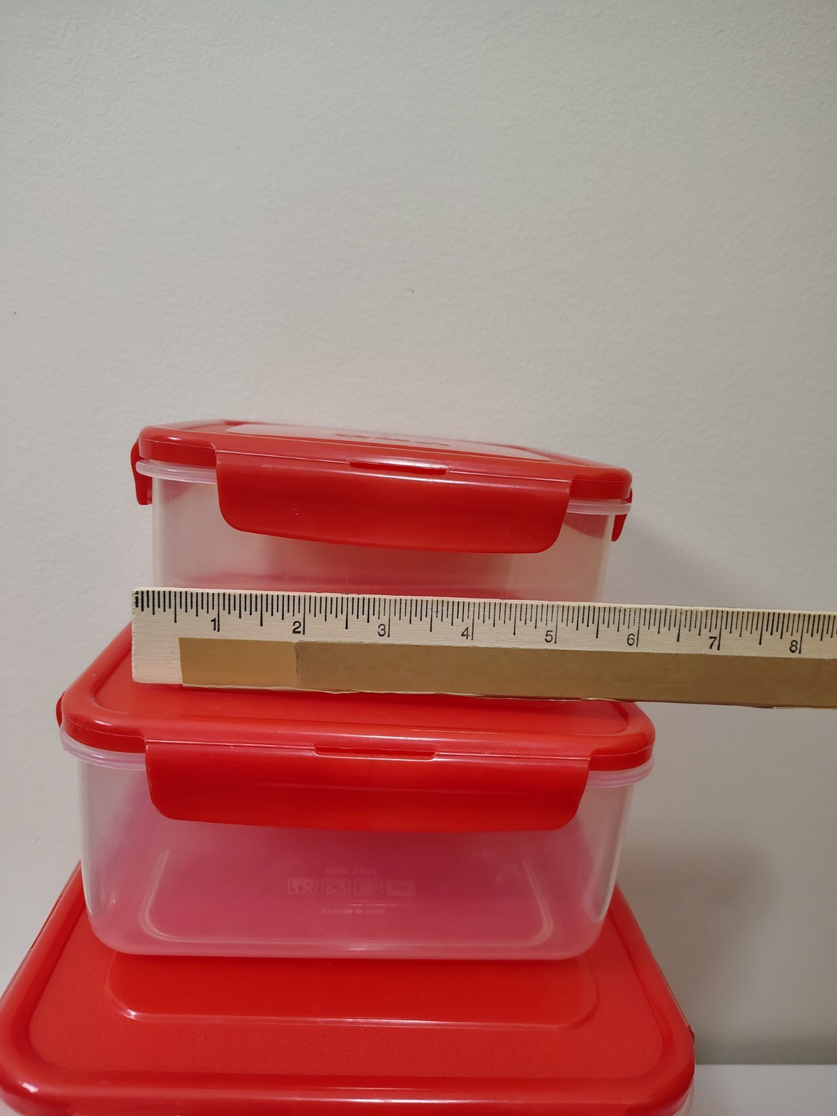 4 Lock & Lock Square Storage Nesting Containers red lids