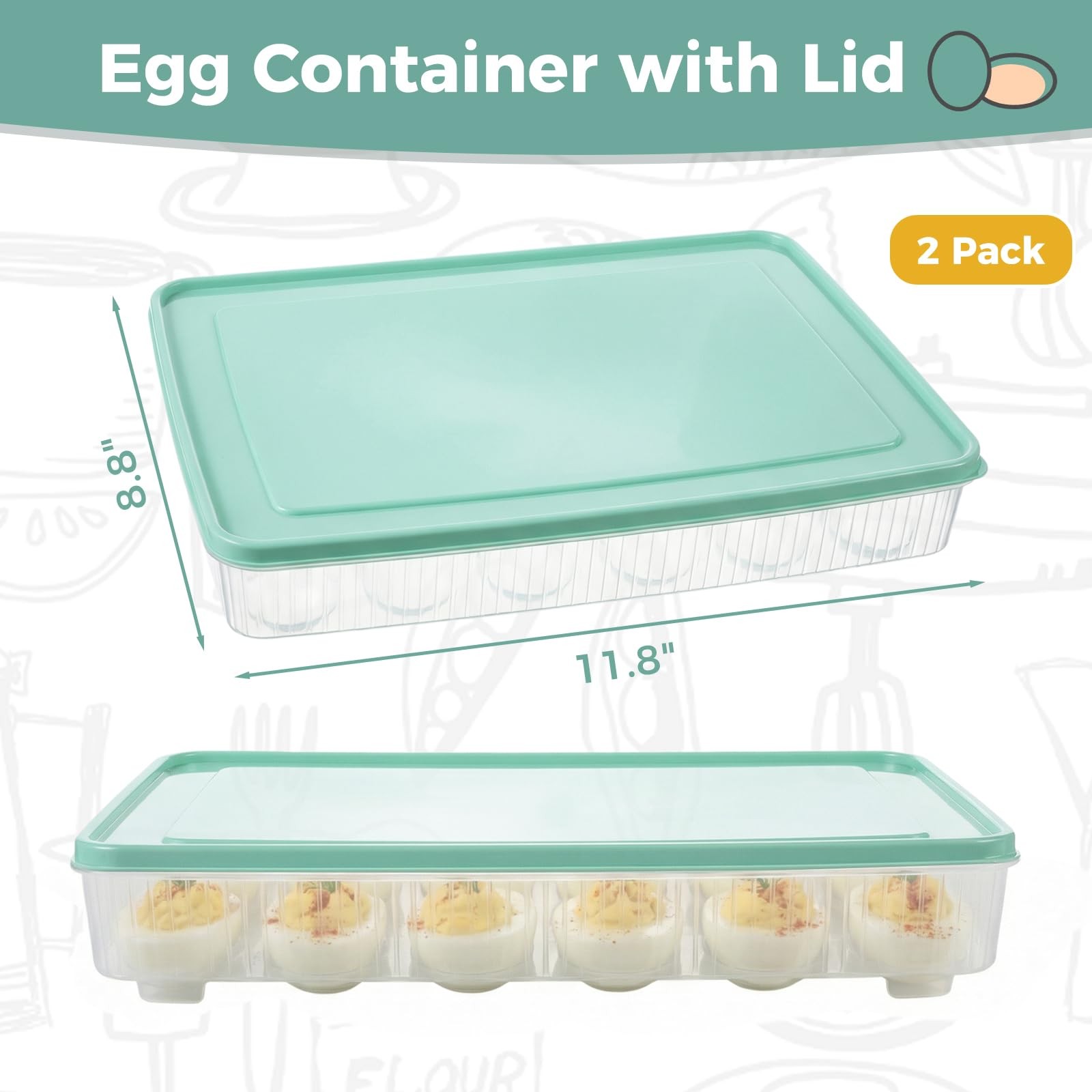Deviled Egg Containers with Lid, (Set of 2), Deviled Egg Holder Tray Carrier …