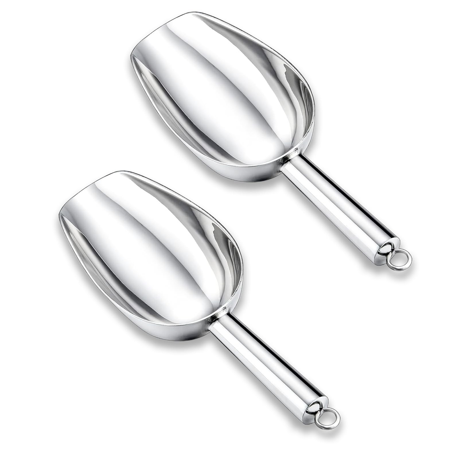 2 PCS Metal Dog Food Scoop 18 Oz With Loop Large 11 Inch Stainless Steel