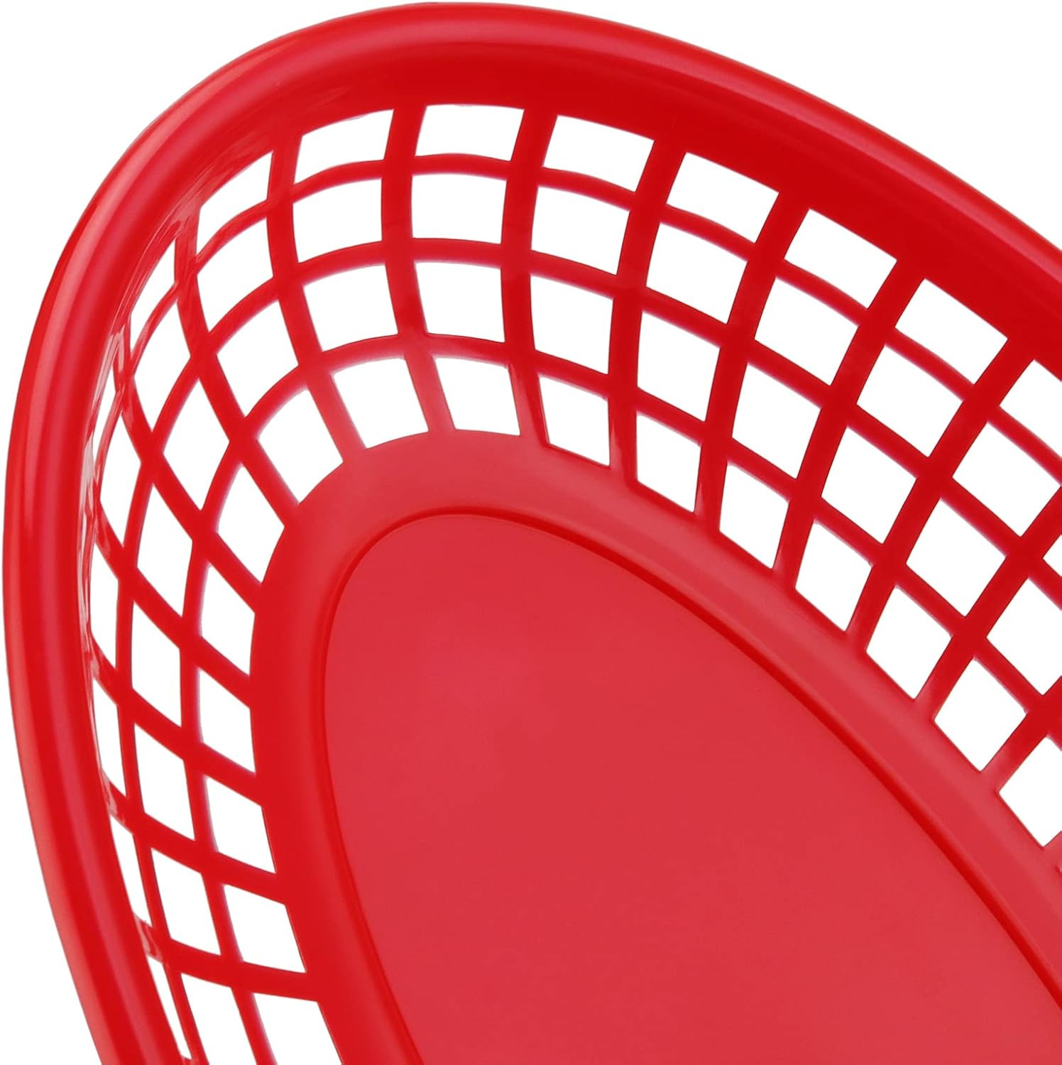 60 Pack 8.9 x 5.5 Inches Red Fast Food Baskets Plastic Food Serving Baskets O…