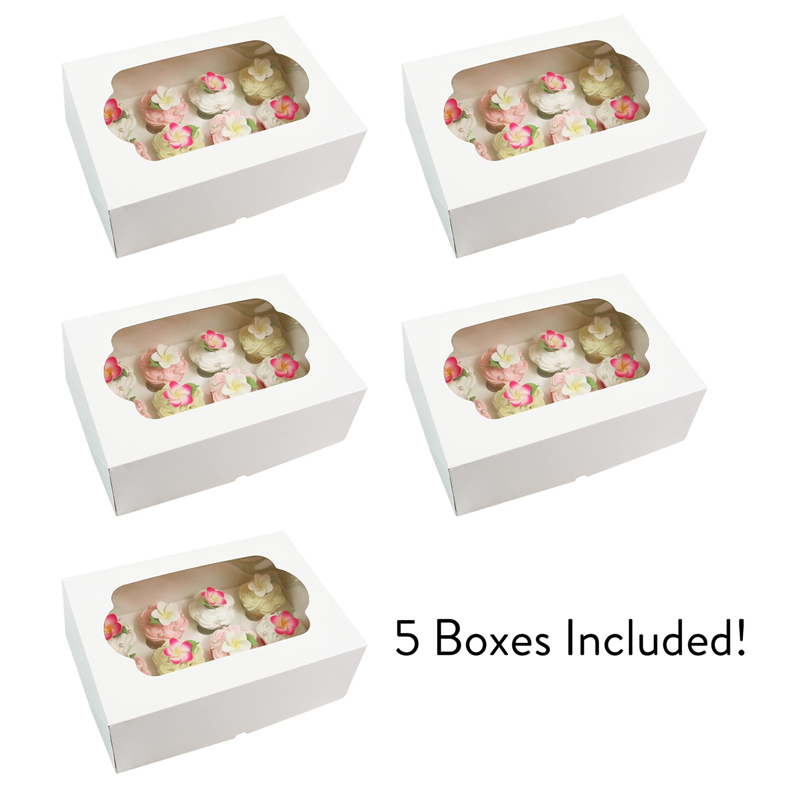 5 PCS Auto Popup Extra Deep Quarter Sheet Cake Cupcake Box 14x10x5 Inch