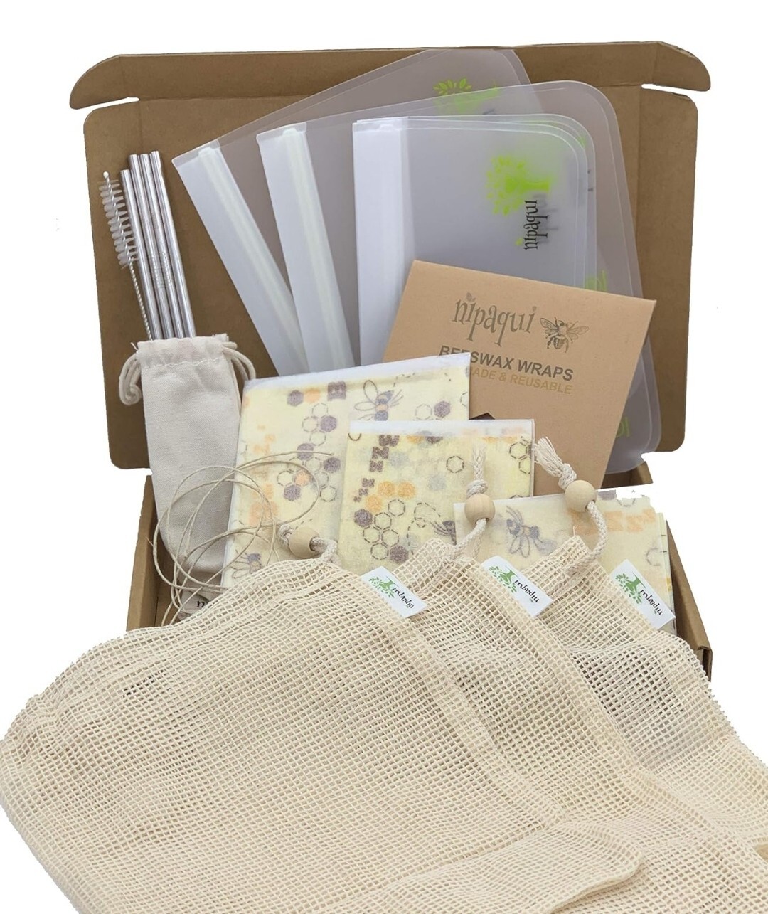 17 PCS Zero Waste ECO Friendly Gift Set Reusable Food Storage Bags Beeswax Wrap