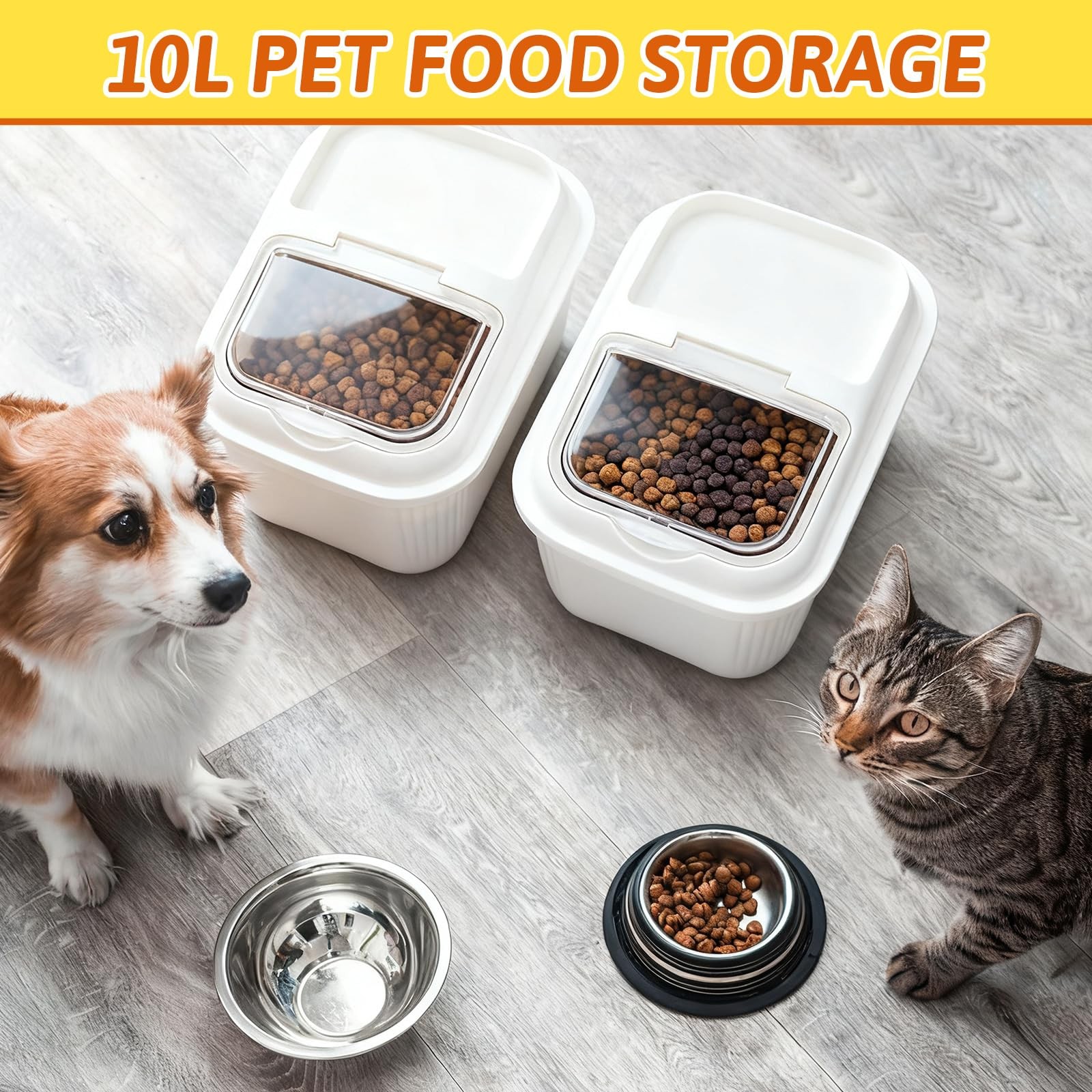 4 Pack Sugar Storage Containers Flour Bin with Wheels Large Pet Dog Food Stor…