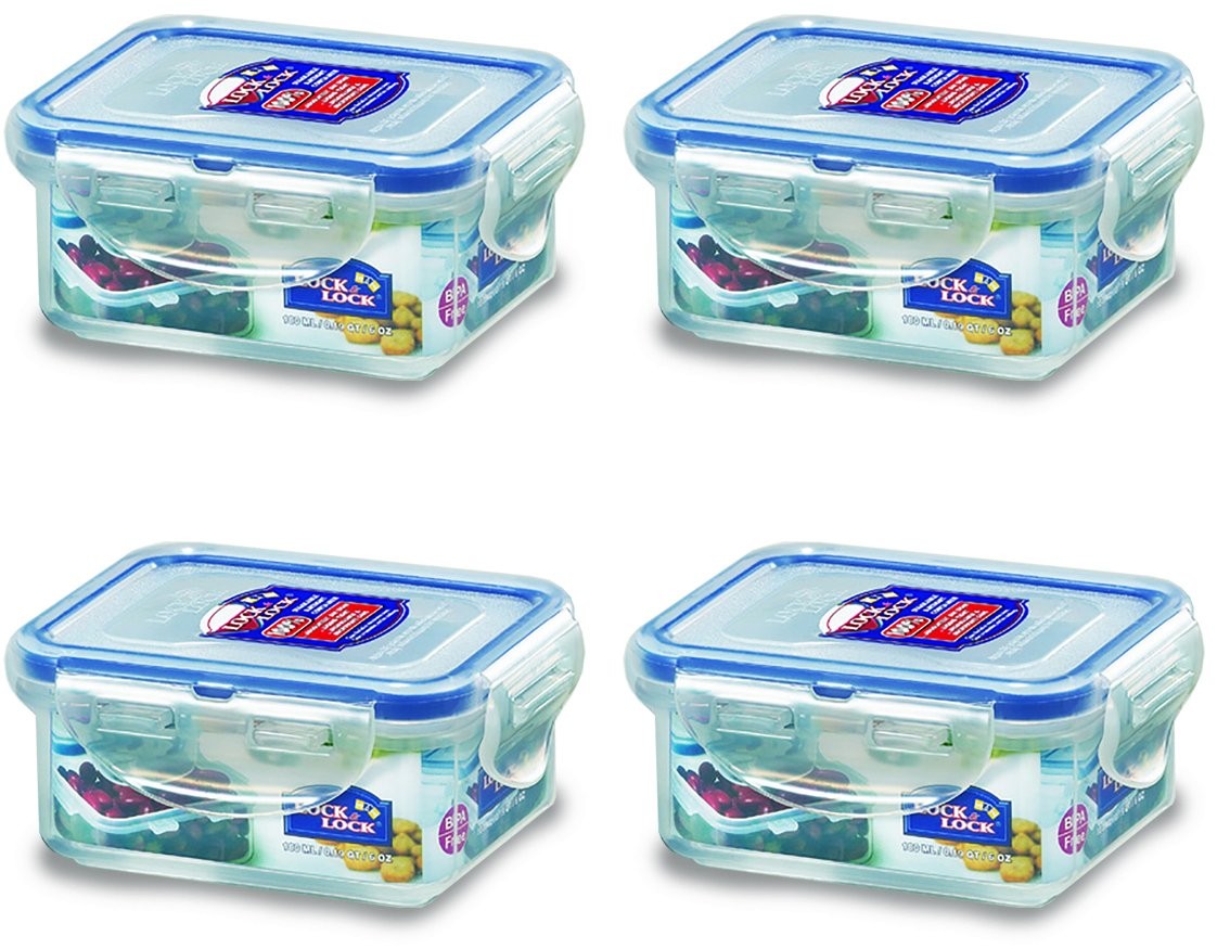 4 PCS Lock & Lock Rectangular Water Tight Food Container 6 oz Each