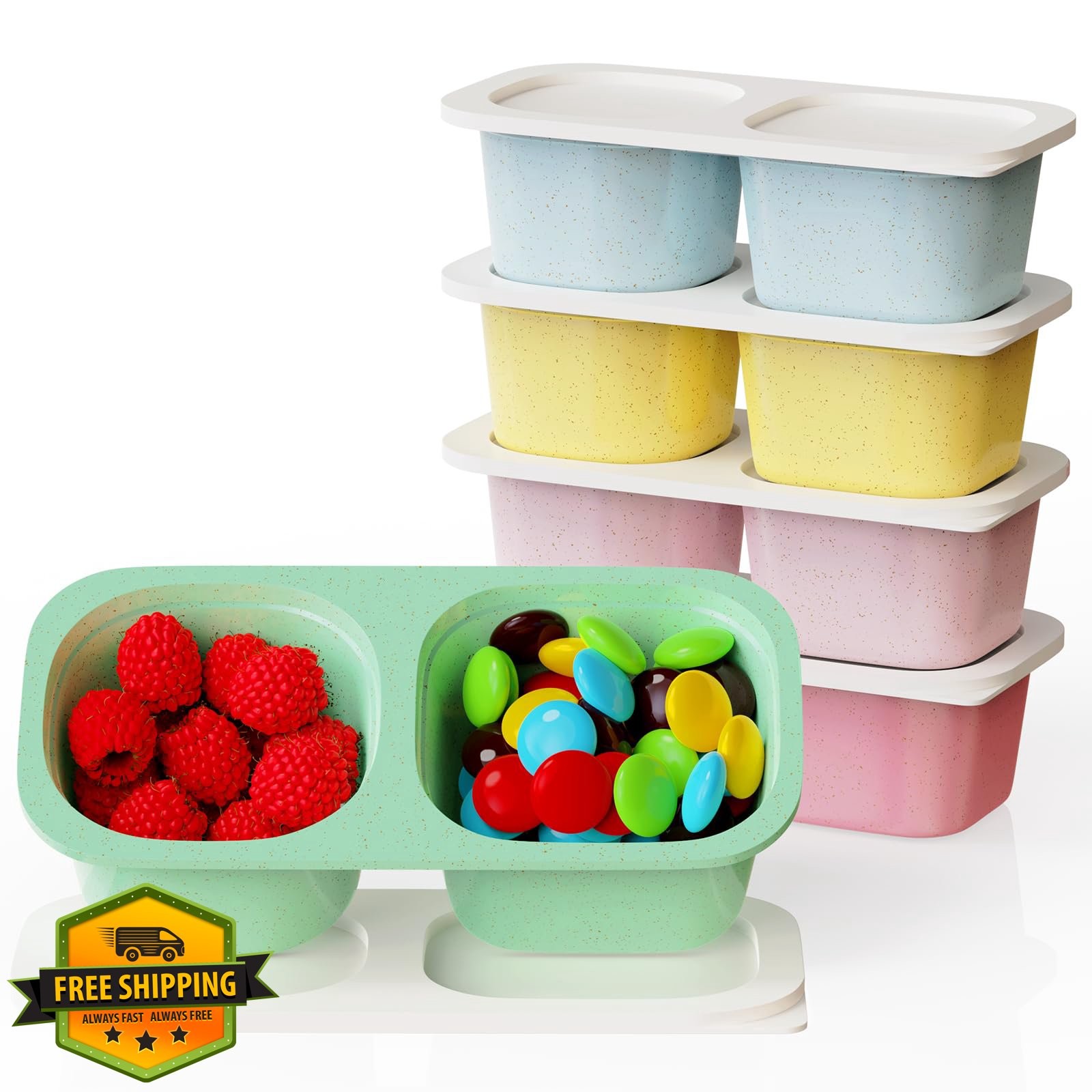 LUOFNI 5 Pack Reusable Snack Containers Classic Color