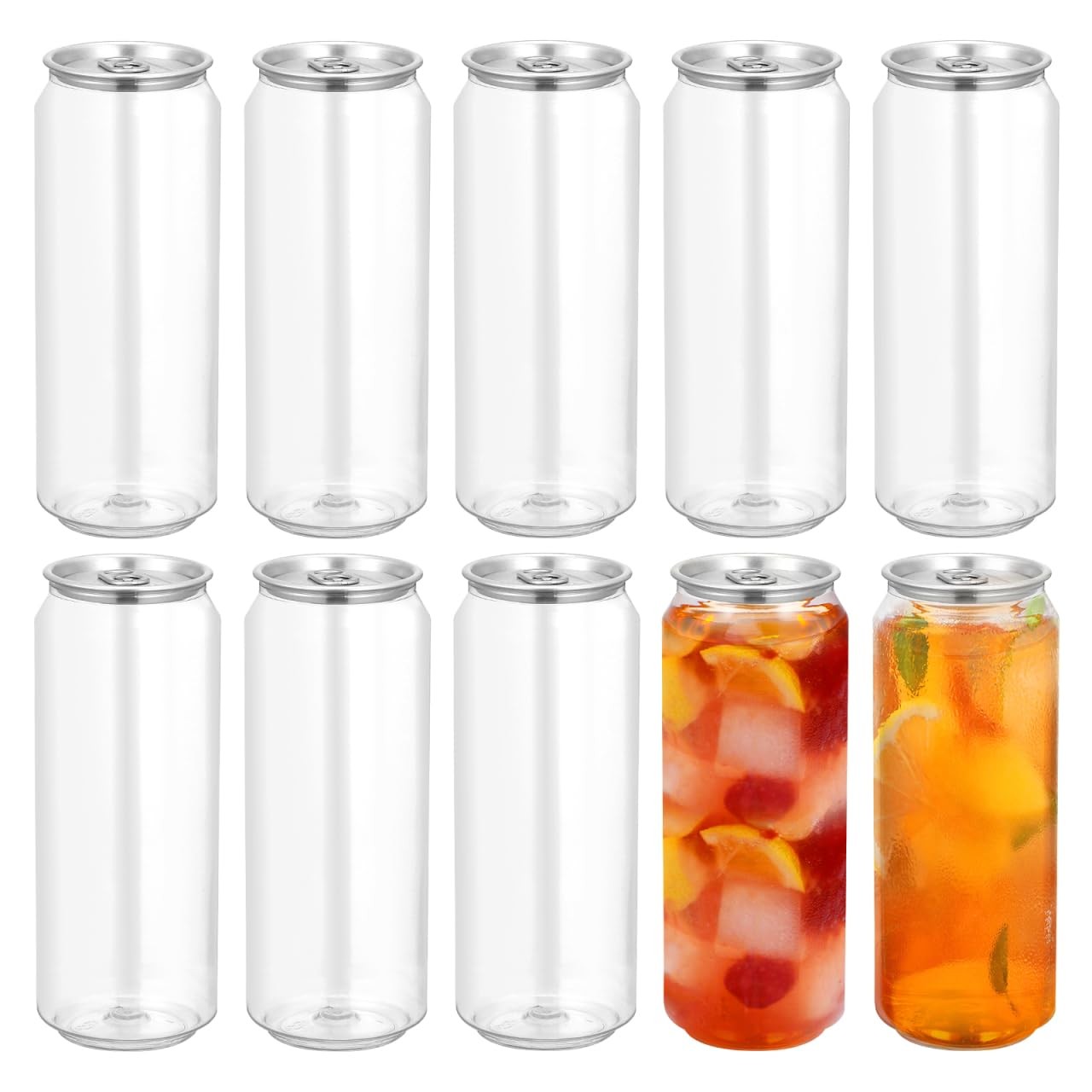 10pcs 16.9oz Empty Plastic Juice Bottles with Caps, Clear PET Beverage Contai…