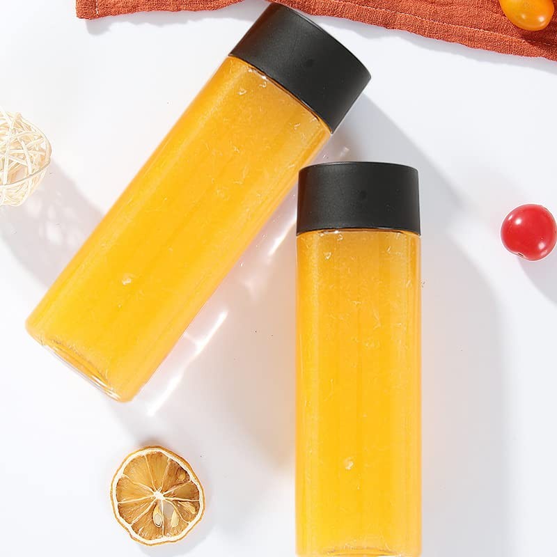 24 PCS 10 oz 300 ml Clear PET Plastic Juice Smoothie Bottles Black Lids Drinks