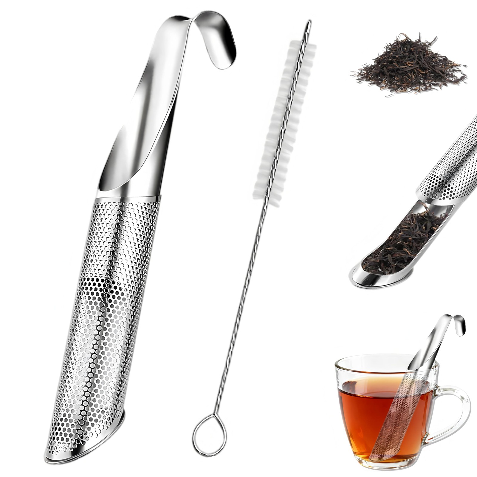 304 Stainless Steel Tea Infuser for Loose Leaf 14.6*2CM, Silver
