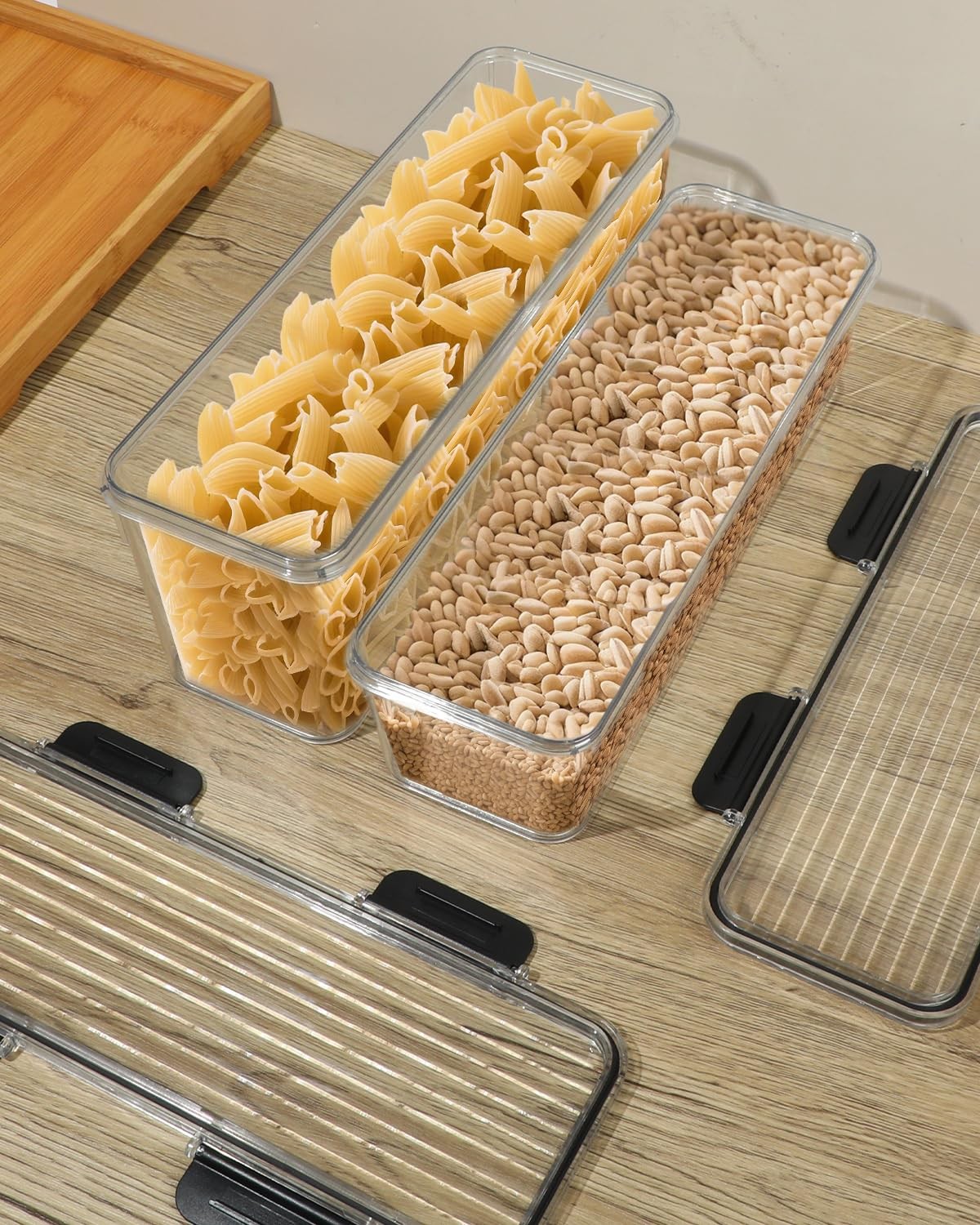 Set of 2 Spaghetti Pasta Storage Container with Lid, (3.6L/2.8L) Clear Kitche…
