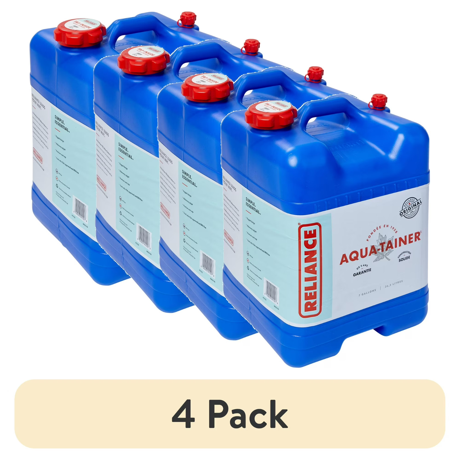 Free Shipping Authentic Reliance Aqua-Tainer 7 Gallon 4 Pack NO IMPORT FEE