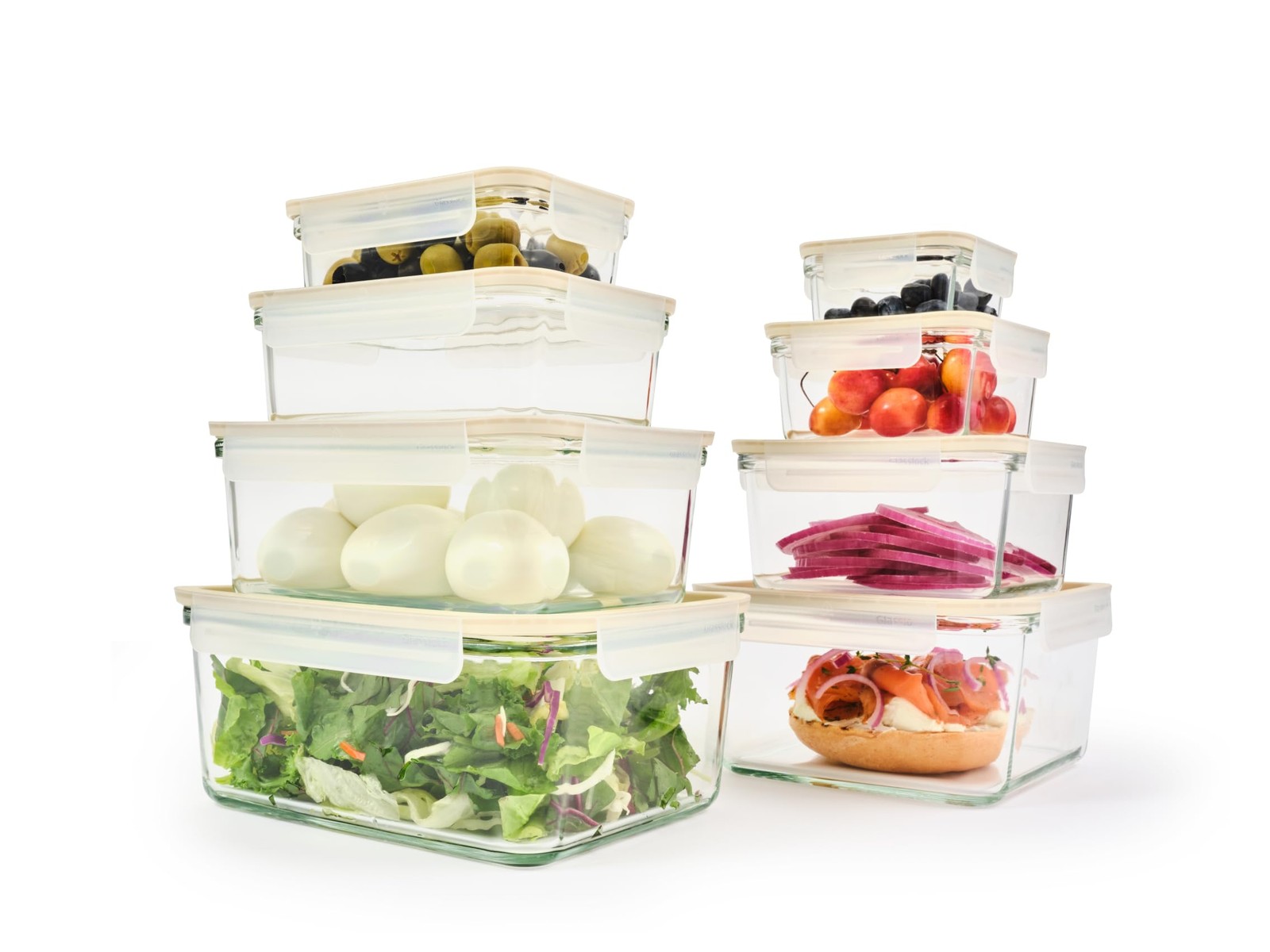 Sens 16Pcs Glass Food Storage Set – Airtight & Leakproof, 8 Different Sizes, …