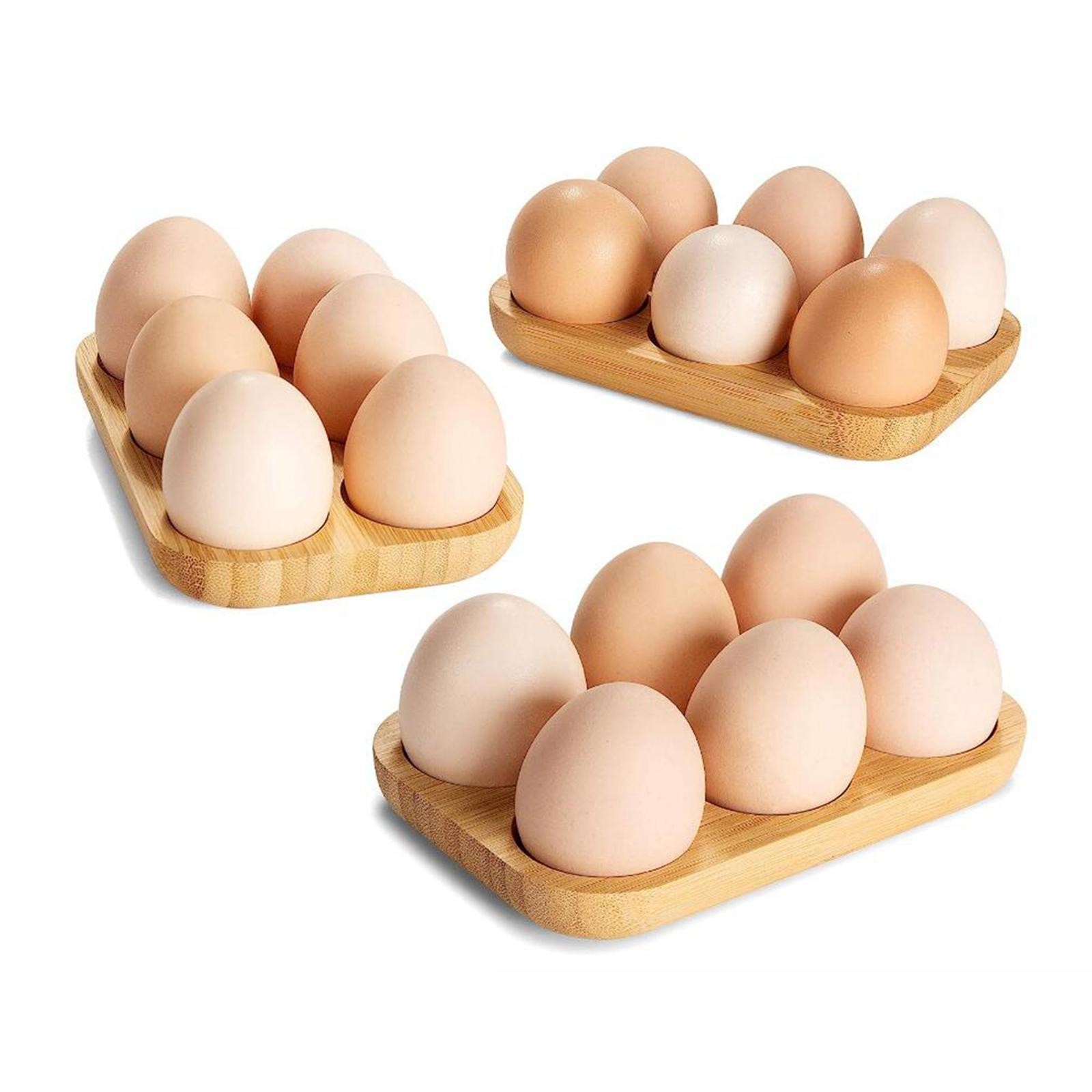 Egg Holder Egg Storage Tray Portable 6 Grid Wooden Practical Egg Container for