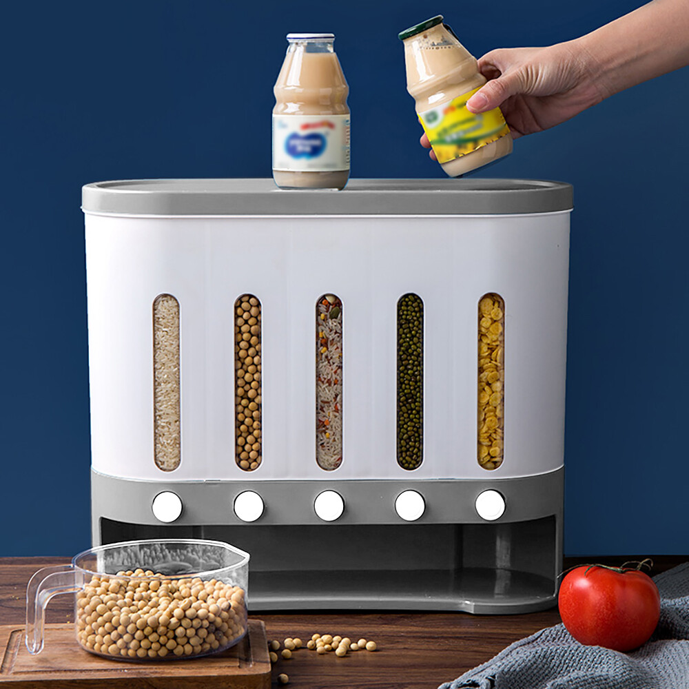 Storage Dispenser Wall-mounted and Tabletop Containers Set with 5 Compartments