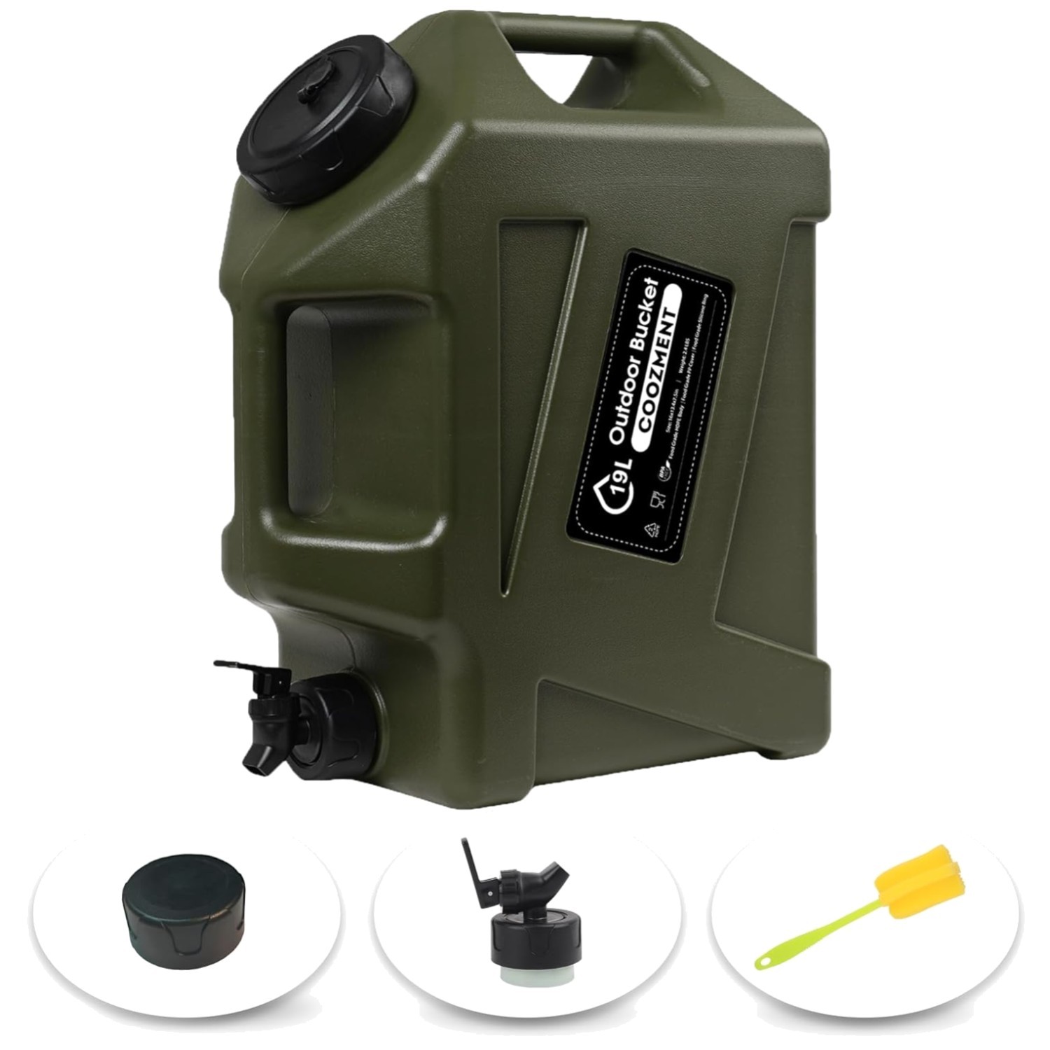 BPA-Free Water Container with Spigot, 5 Gallon, Green