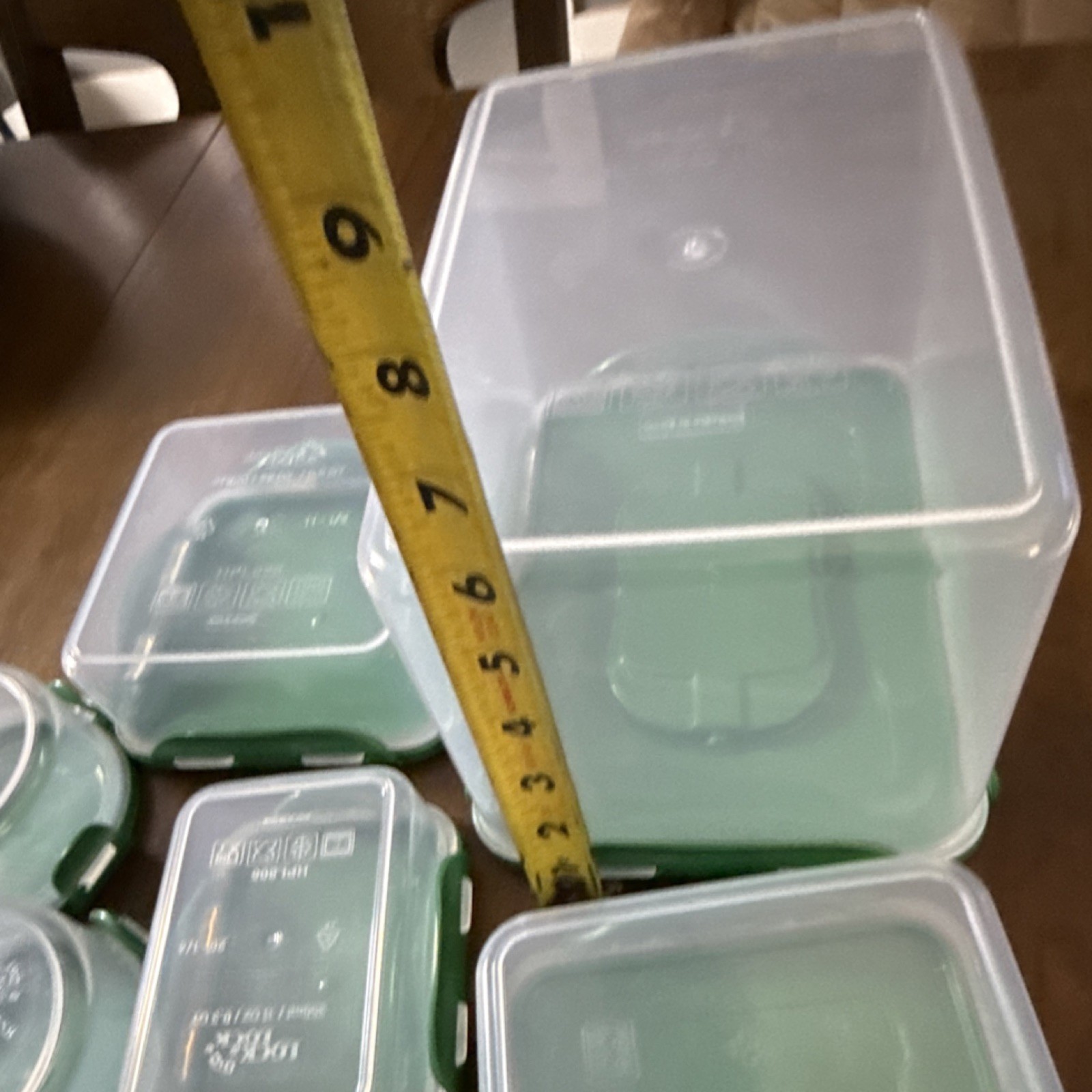 Lock & Lock 8pc Square Round Rectangle Plastic Storage Set Clear Green Snap Lid