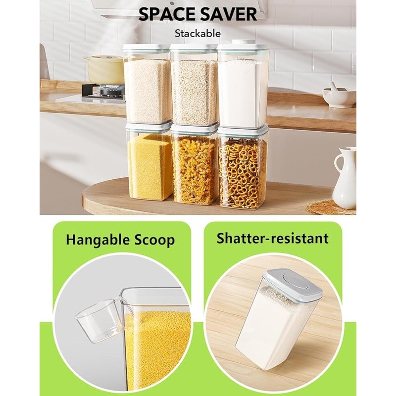 Airtight Food Storage Container One-Press Pop Lid Stackable BPA-Free W/ Scoop US