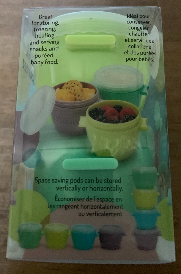 Melii Snap & Go Pods 4oz with lids 4 Pack baby food container freeze stackable