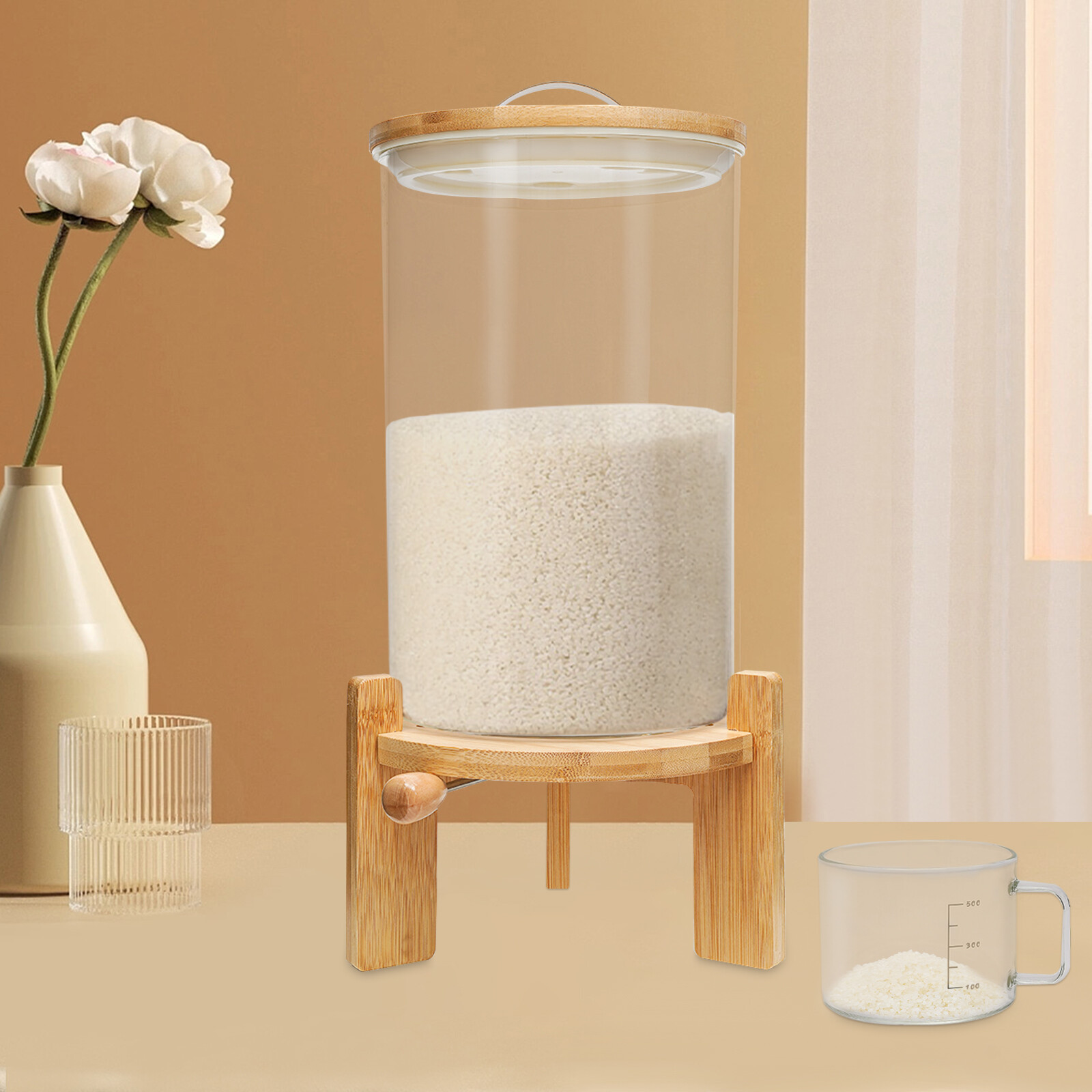 Rice Dispenser Airtight Storage Container Dry Food Storage 7.5L Capacity W/ CUP.