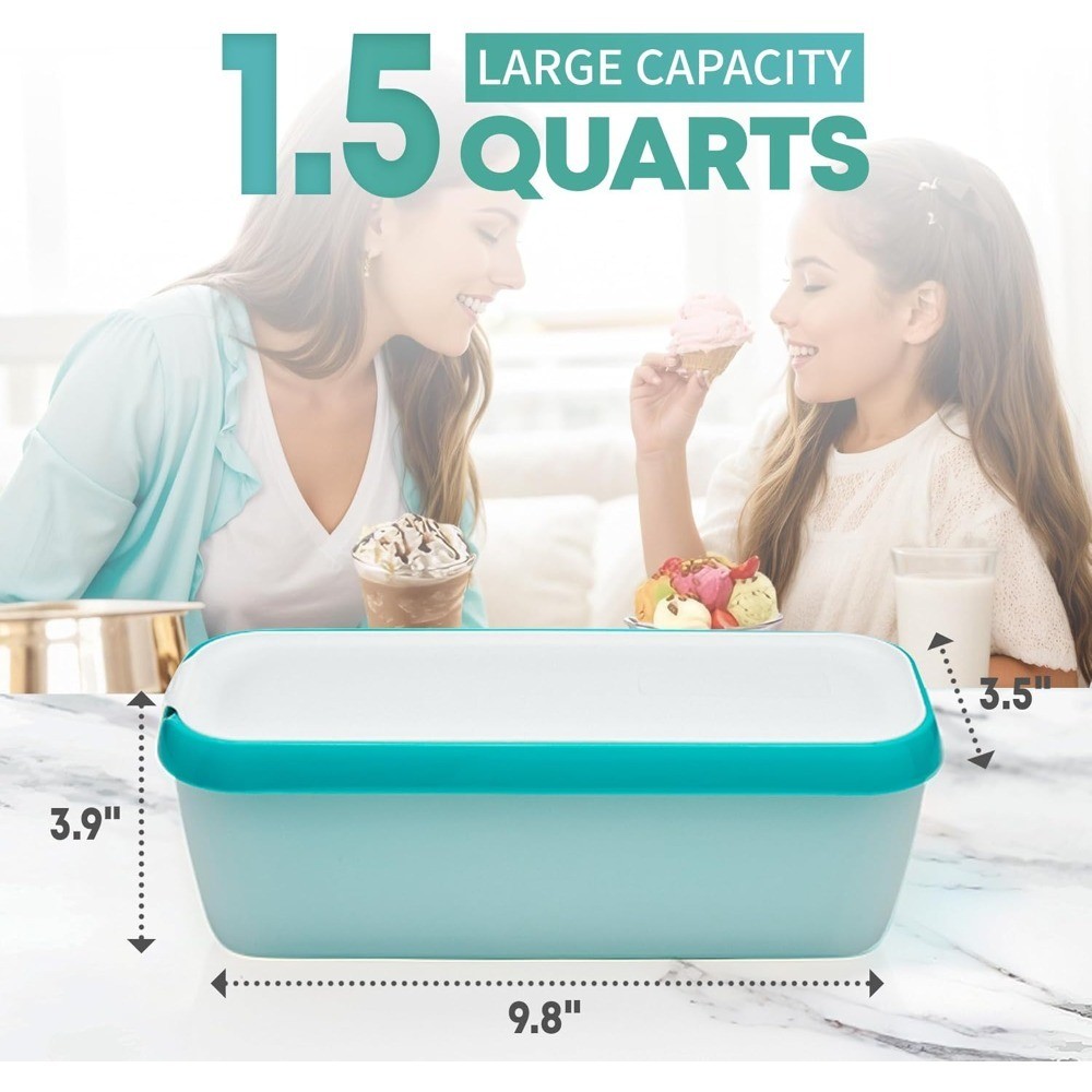 Ice Cream Storage Containers with Lids 2 Pack, 1.5 Quart Homemade Ice Cream