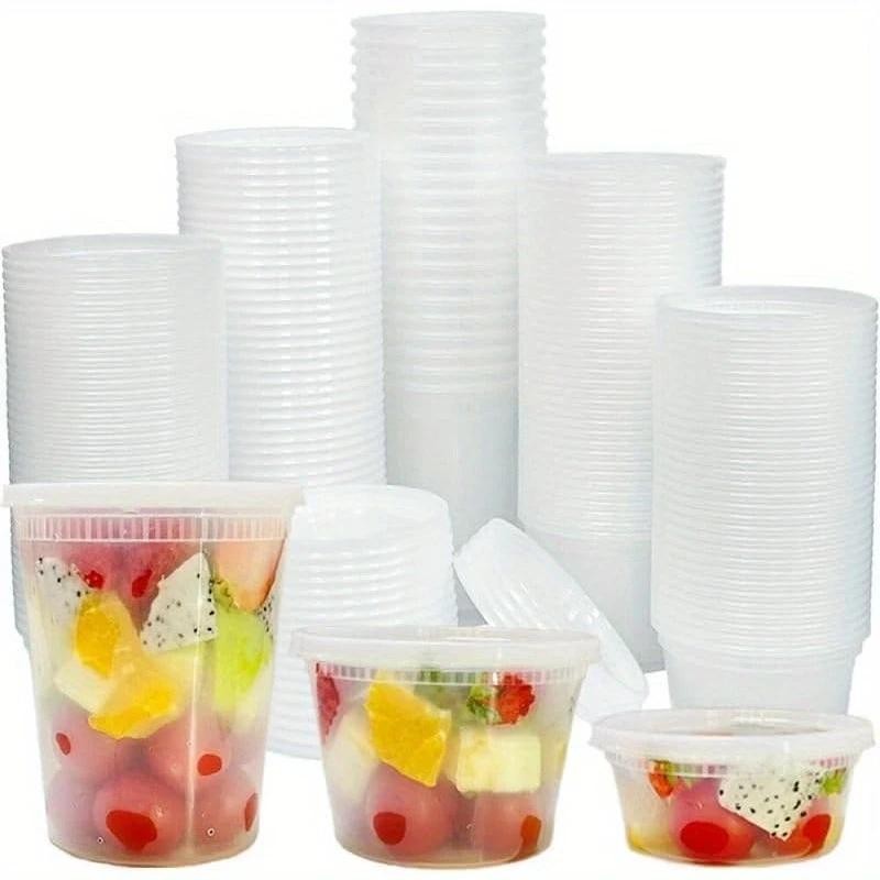 8oz Plastic Deli Containers with Lids，Food Storage Containers with Lids