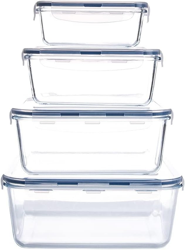 Extra Large Glass Food 29.9cm * 24.5cm * 13.5cm, Blue & Rectangular