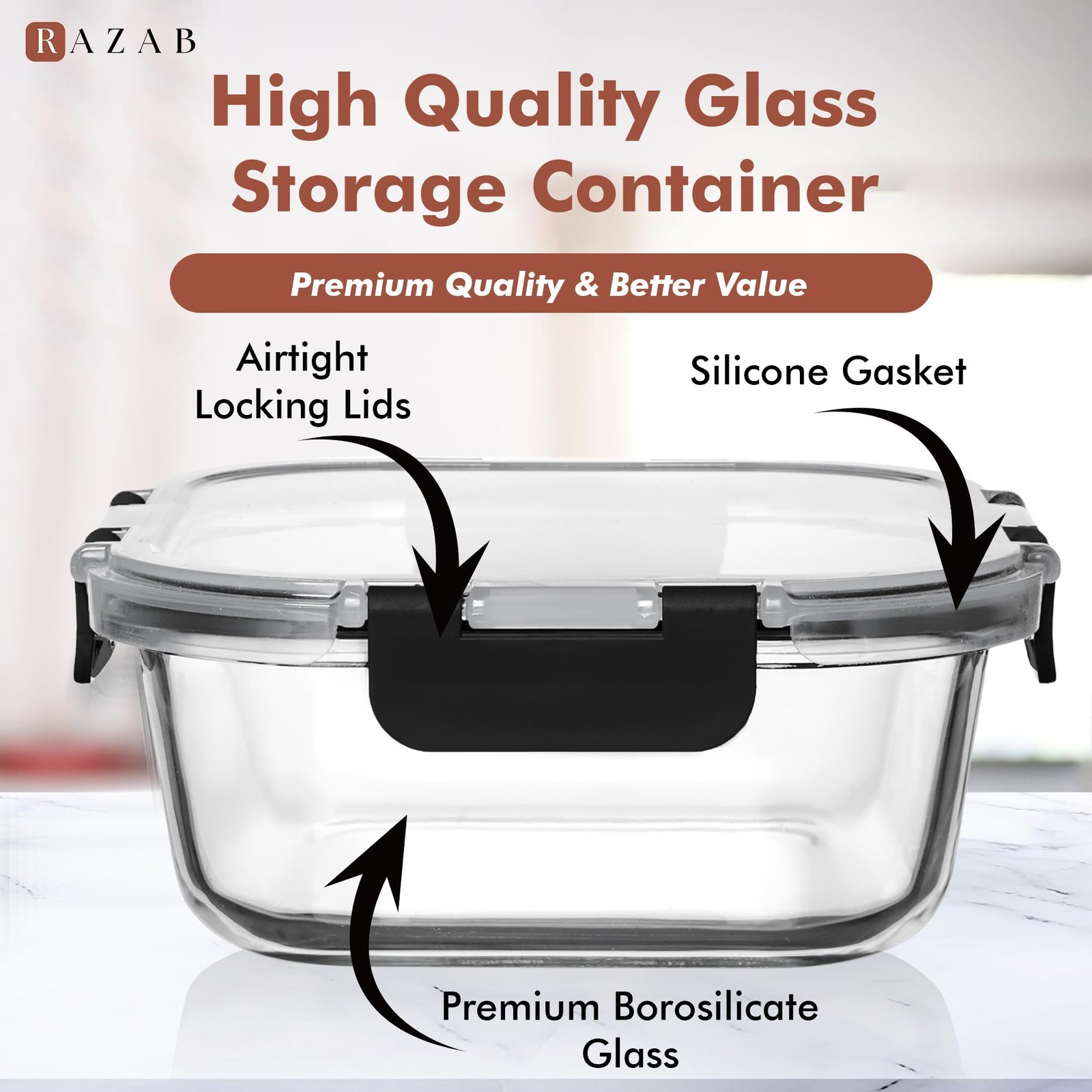 2 PC 1200ML / 41 Oz Glass Food Storage Containers with Lids – Airtight & Leak…