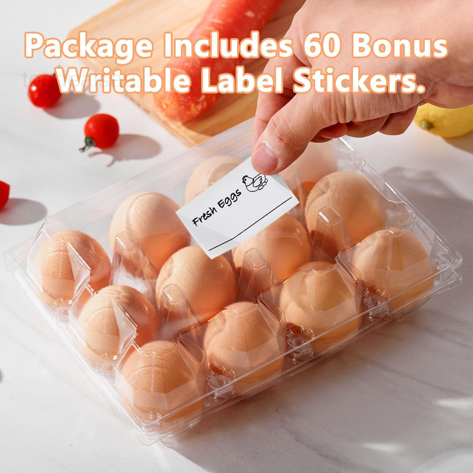 60PCS Plastic Egg Carton Reusable Cartons Cheap Bulk for 60Pack-3×4 Grids