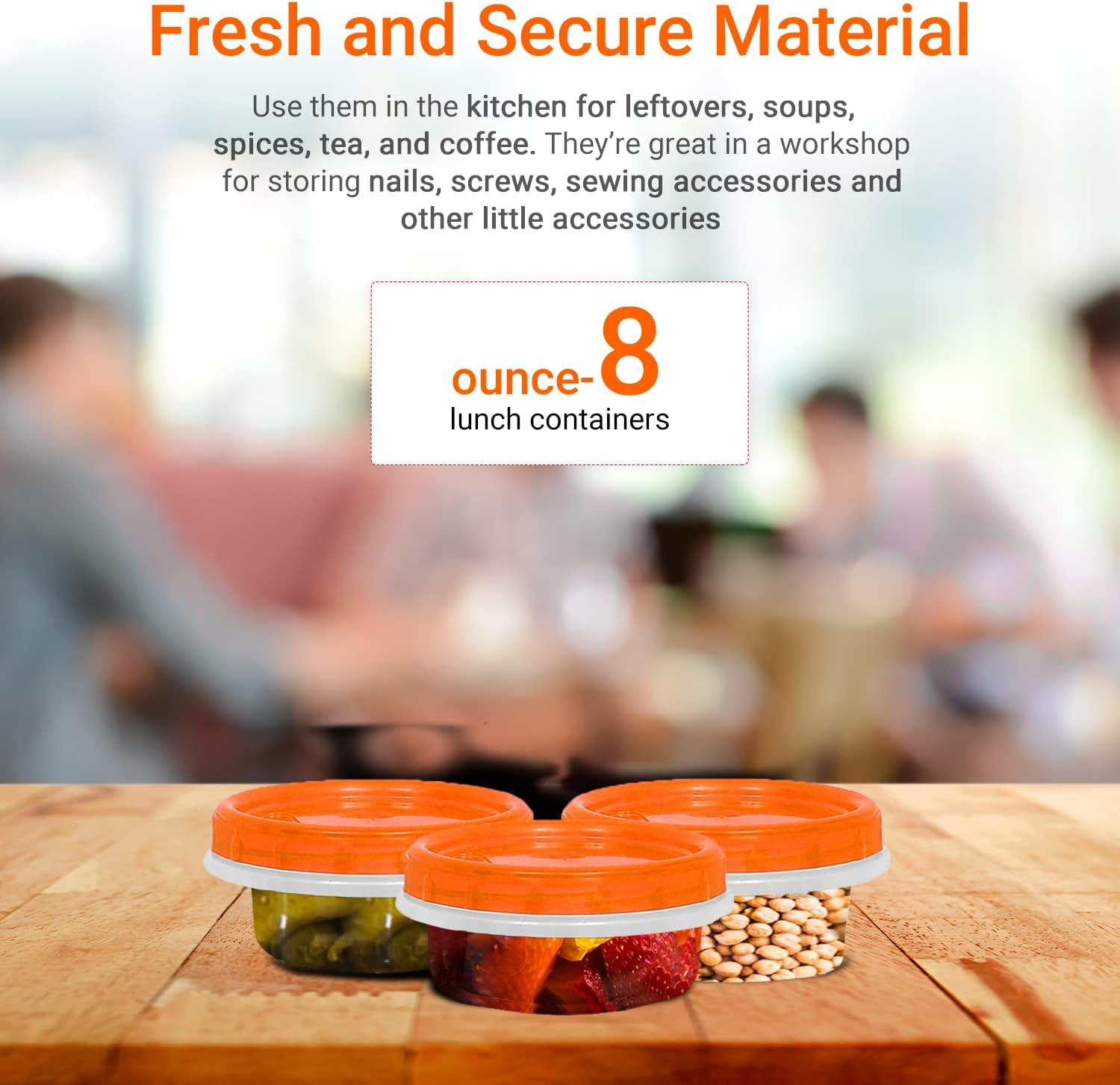 [Orange – 12 Pk] Airtight Deli Containers with Lids Twist Lock Top Clear Food St