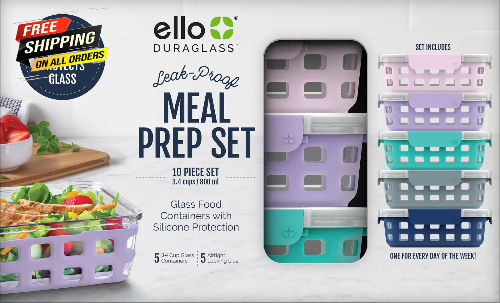 Glass 3.4 Cup 27 Ounce Duraglass Food Storage Meal Prep, 10 Piece 💪👌
