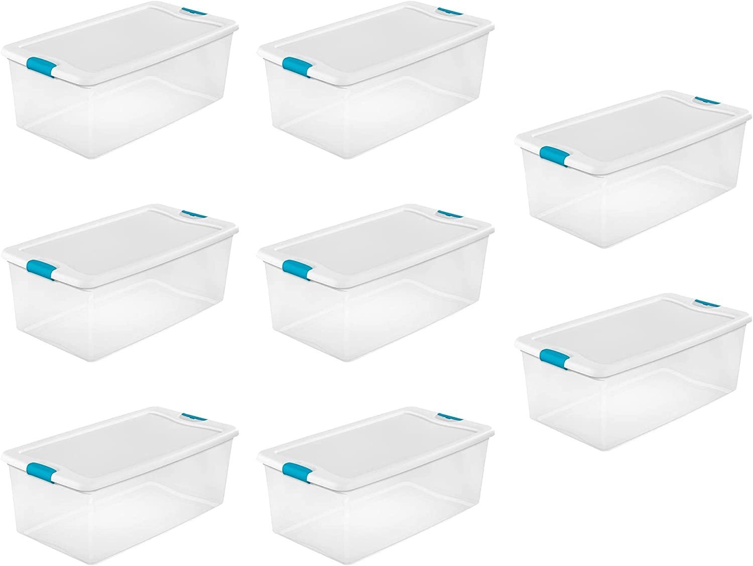 Sterilite 6-Quart Clear and Blue Stackable Latching Storage Box Container…