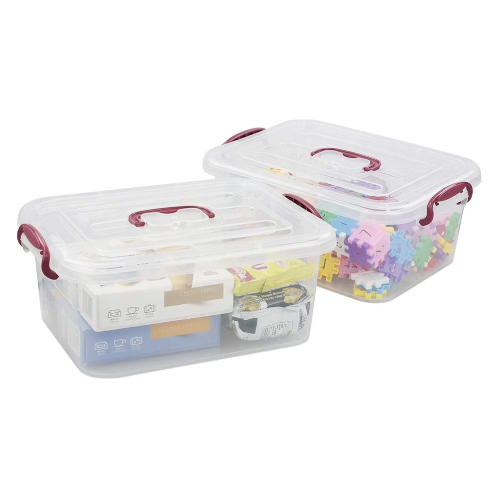 Joyeen 8 Quart Plastic Latching Storage Bins, Boxes 8 quarts, Red