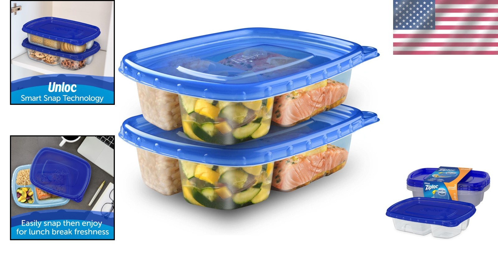 Airtight & Leak-Resistant Meal Prep Containers – 2 Count, Microwave Safe