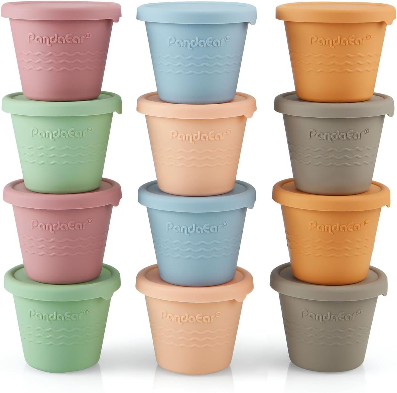 12 Pack Silicone Baby Food Storage Containers, 4 Oz Reusable Small Snack Contain