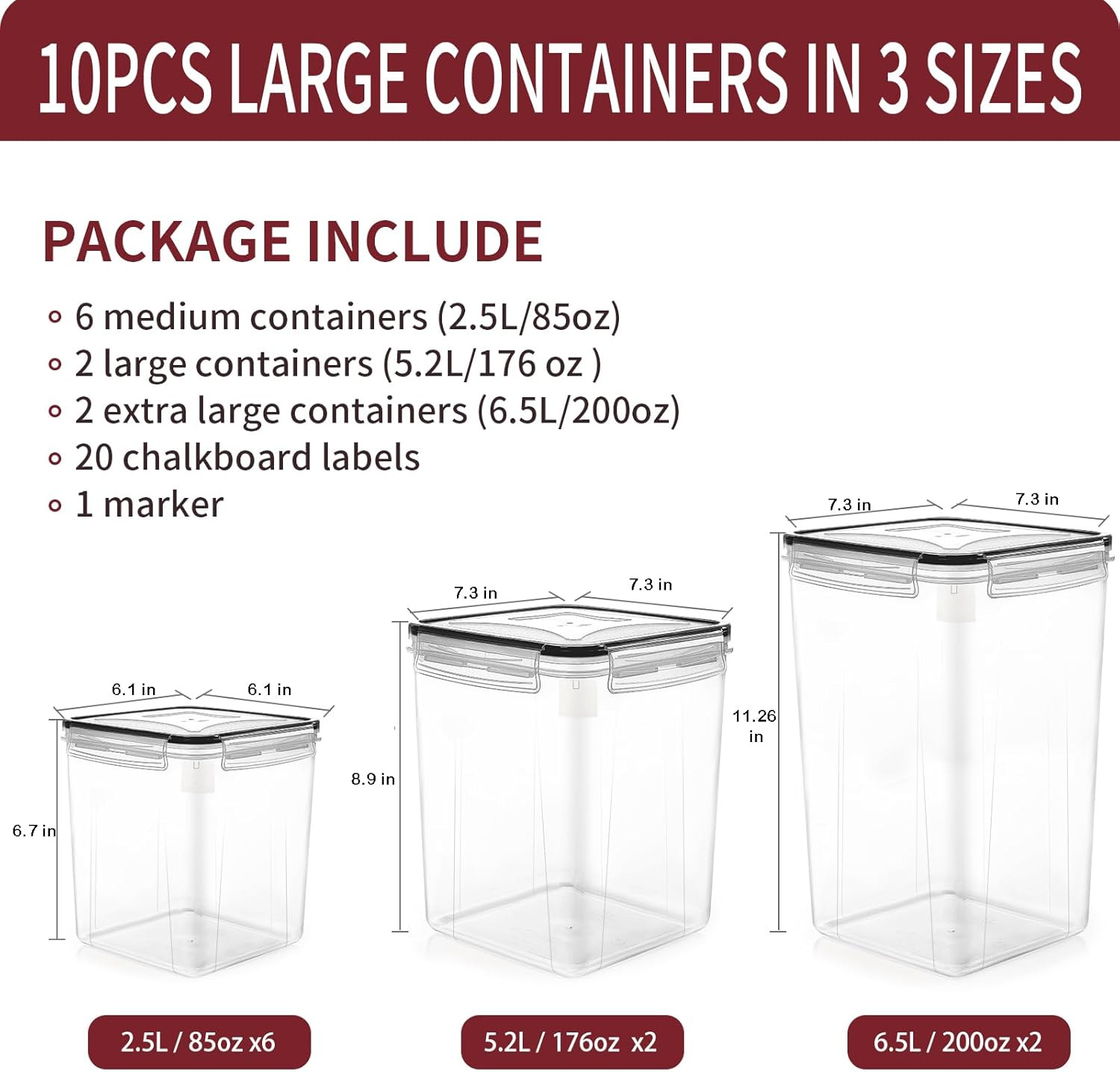 PRAKI 10 PCS Flour Sugar Storage Containers for Organizers and Storage | BPA Fre