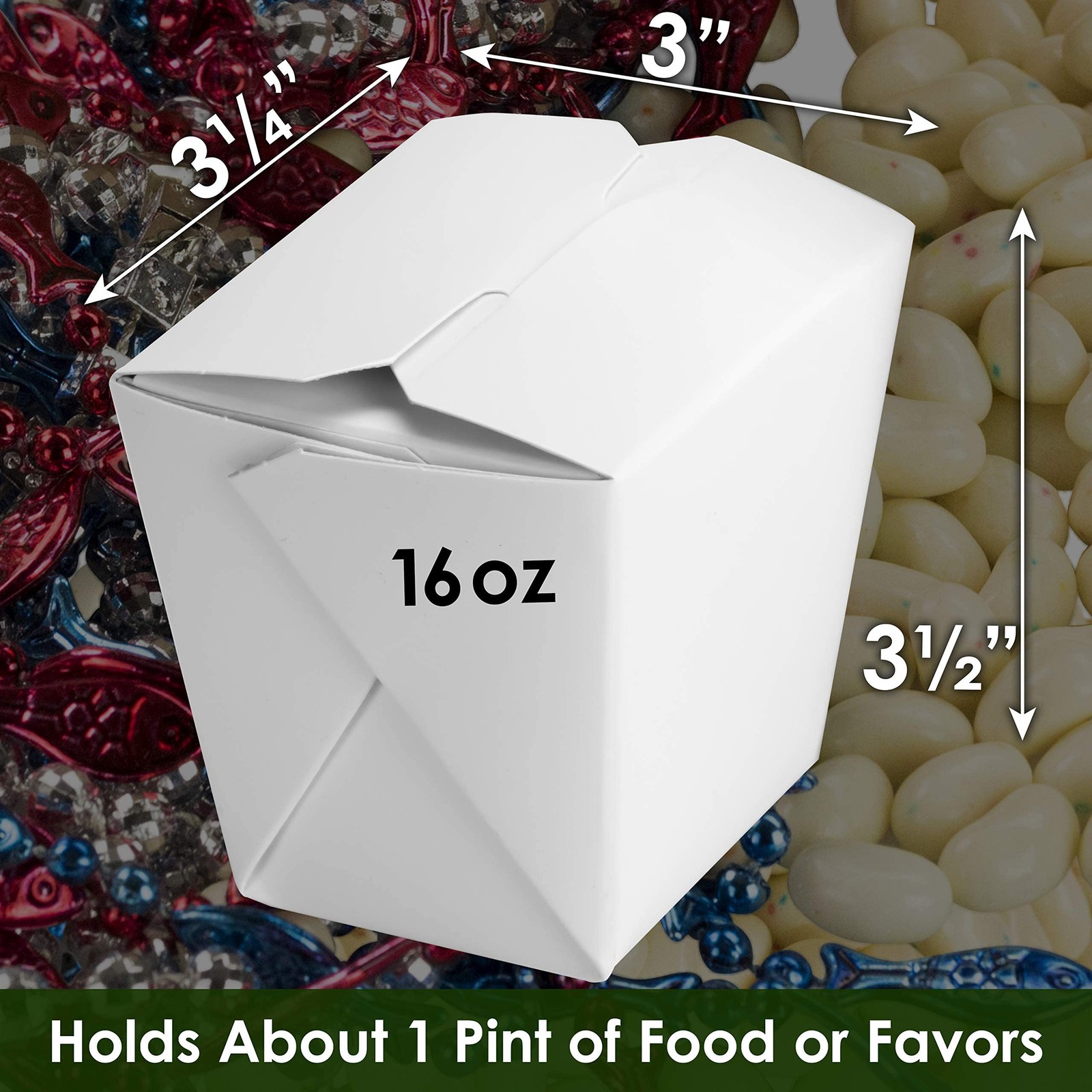 100% Recyclable 16oz White Chinese Take Out Boxes 50pk. Leakproof, Greaseproof T